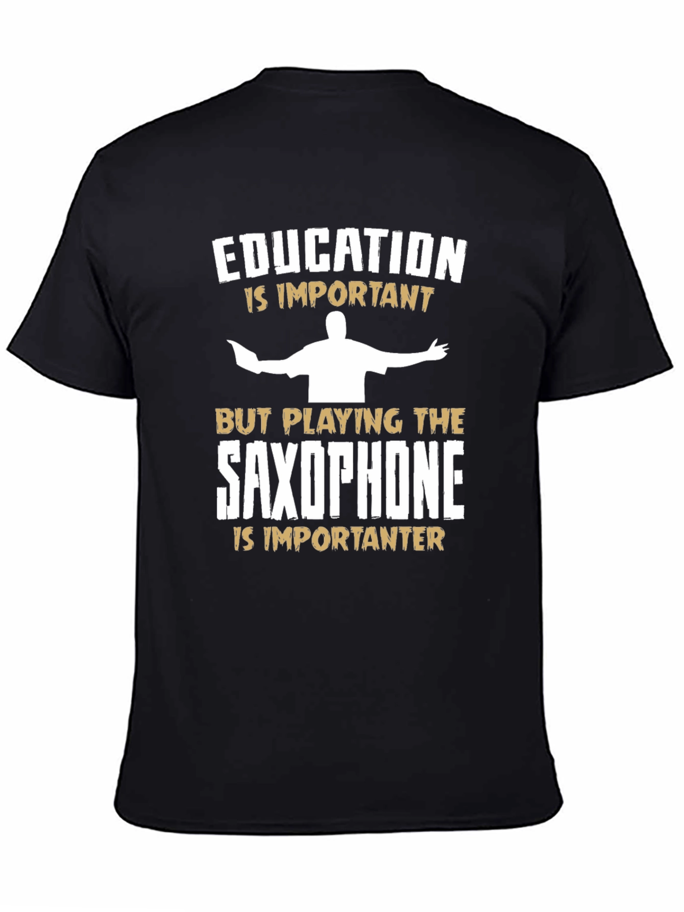 Education vs Saxophone Funny Graphic Tee