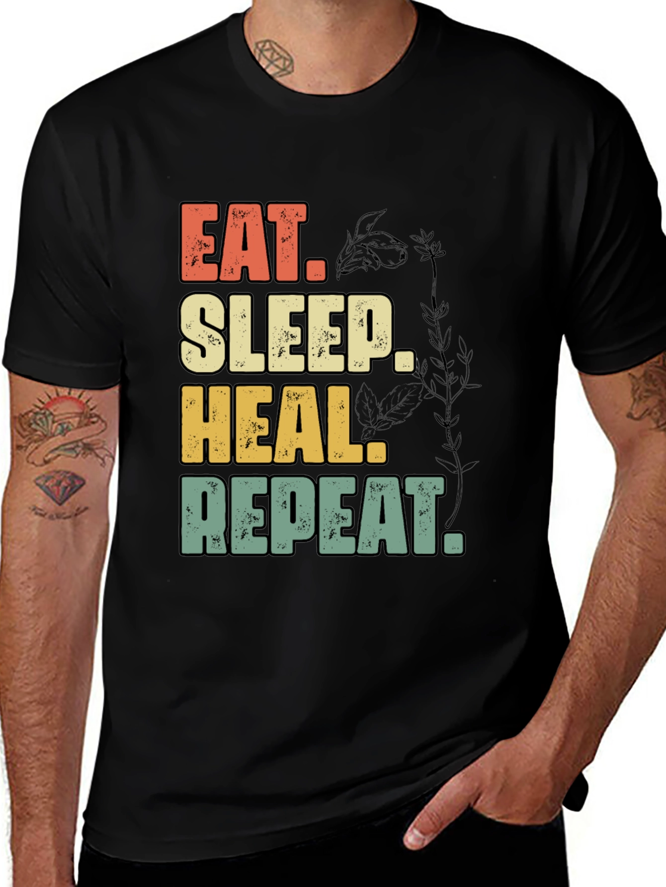 Eat Sleep Heal Repeat Black Graphic Tee
