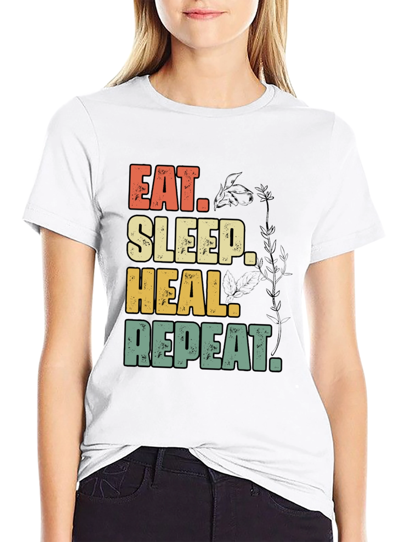 Eat Sleep Heal Repeat Black Graphic Tee