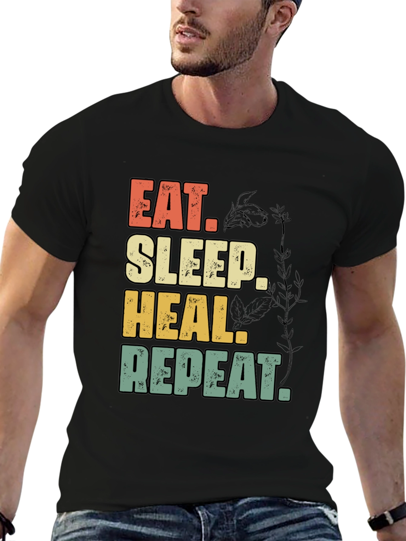 Eat Sleep Heal Repeat Black Graphic Tee