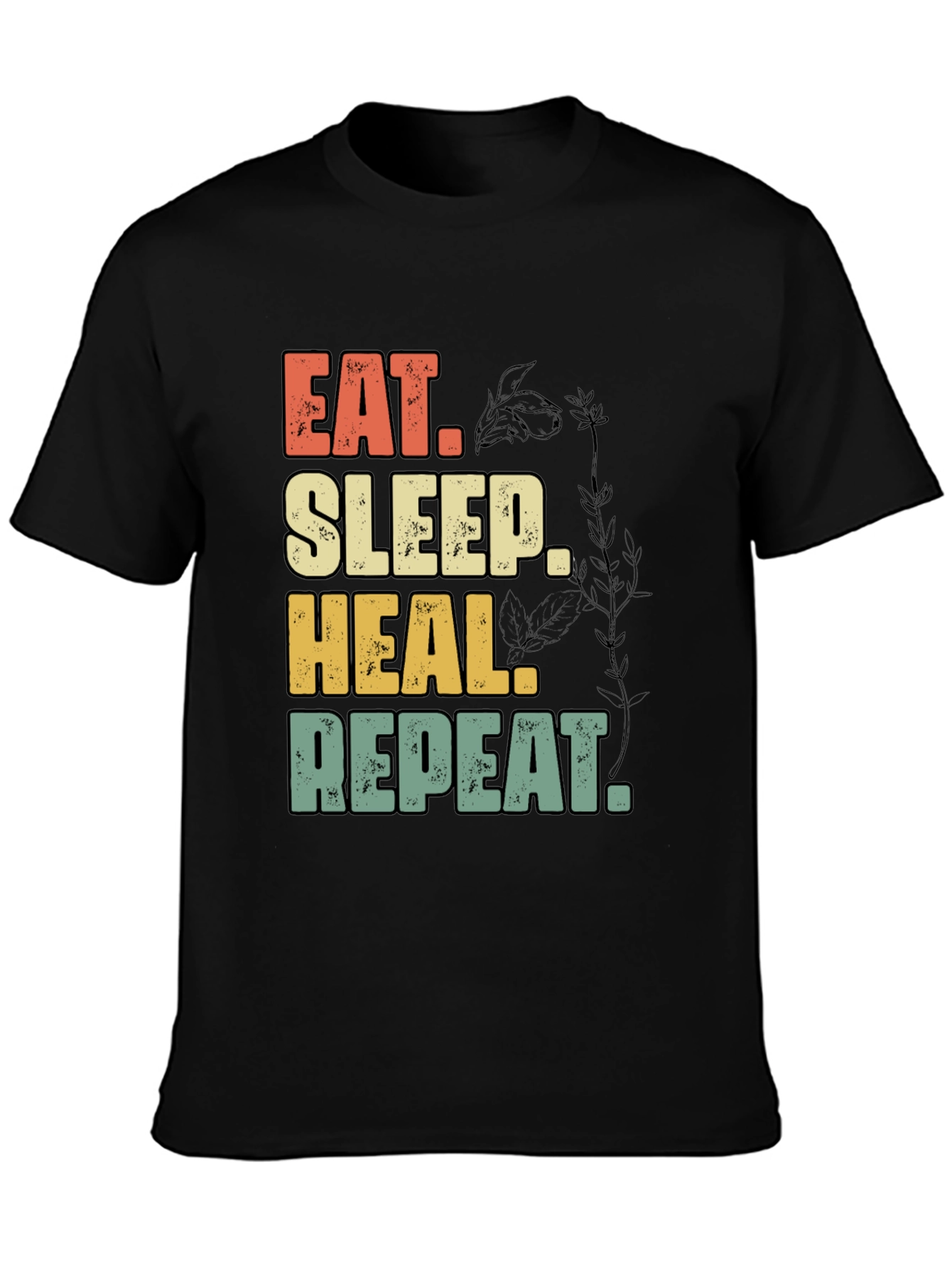 Eat Sleep Heal Repeat Black Graphic Tee