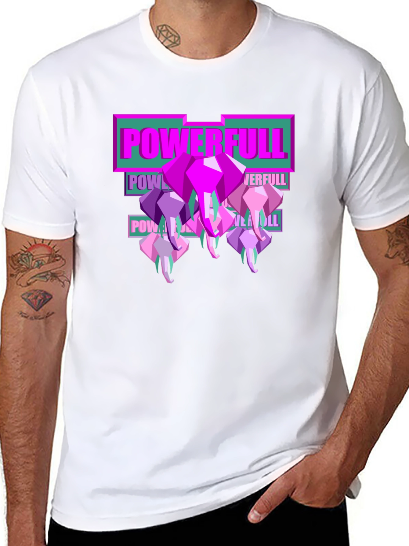 Powerful Elephant Graphic Tee - Stylish Mens T-Shirt