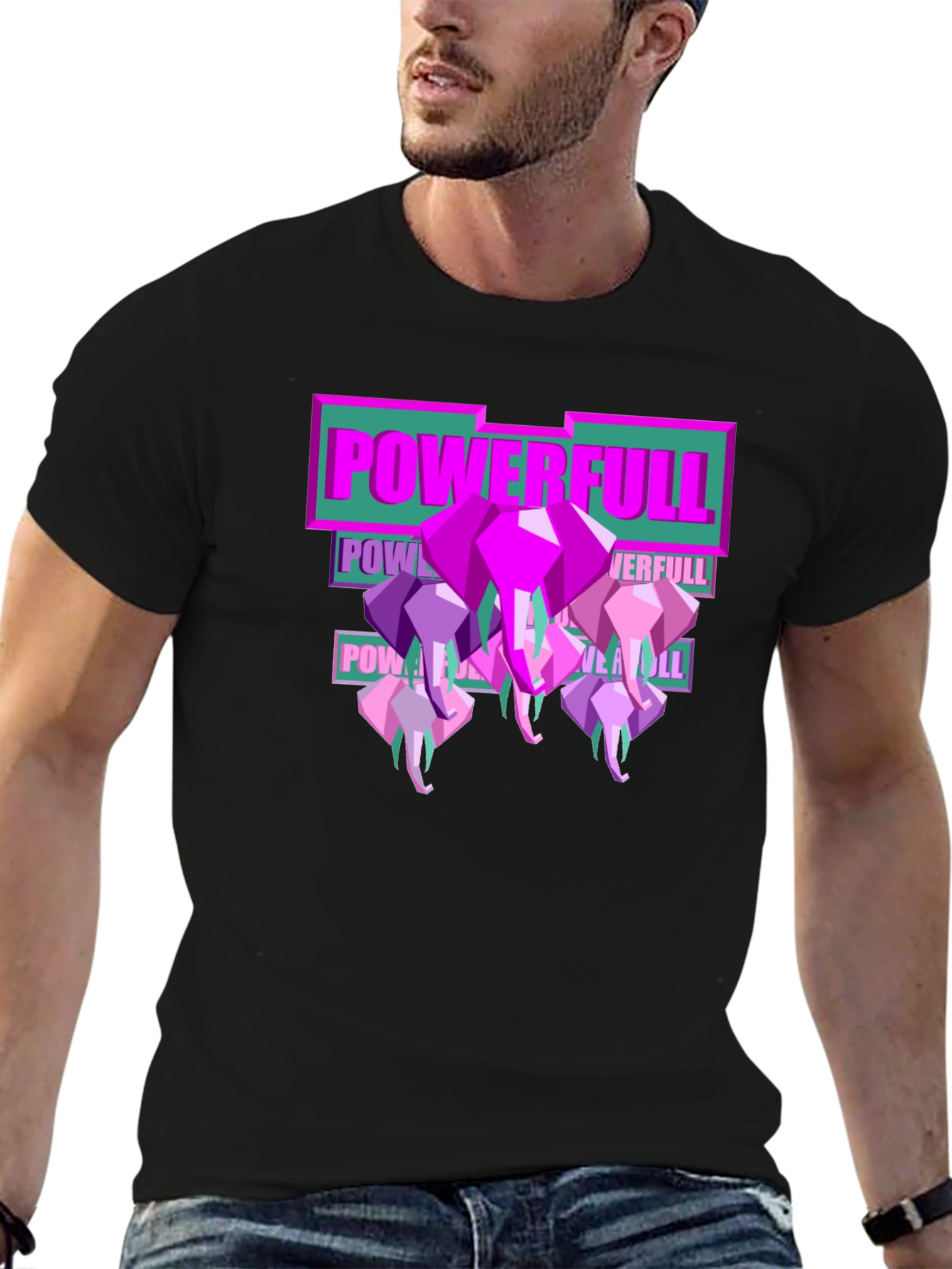 Powerful Elephant Graphic Tee - Stylish Mens T-Shirt