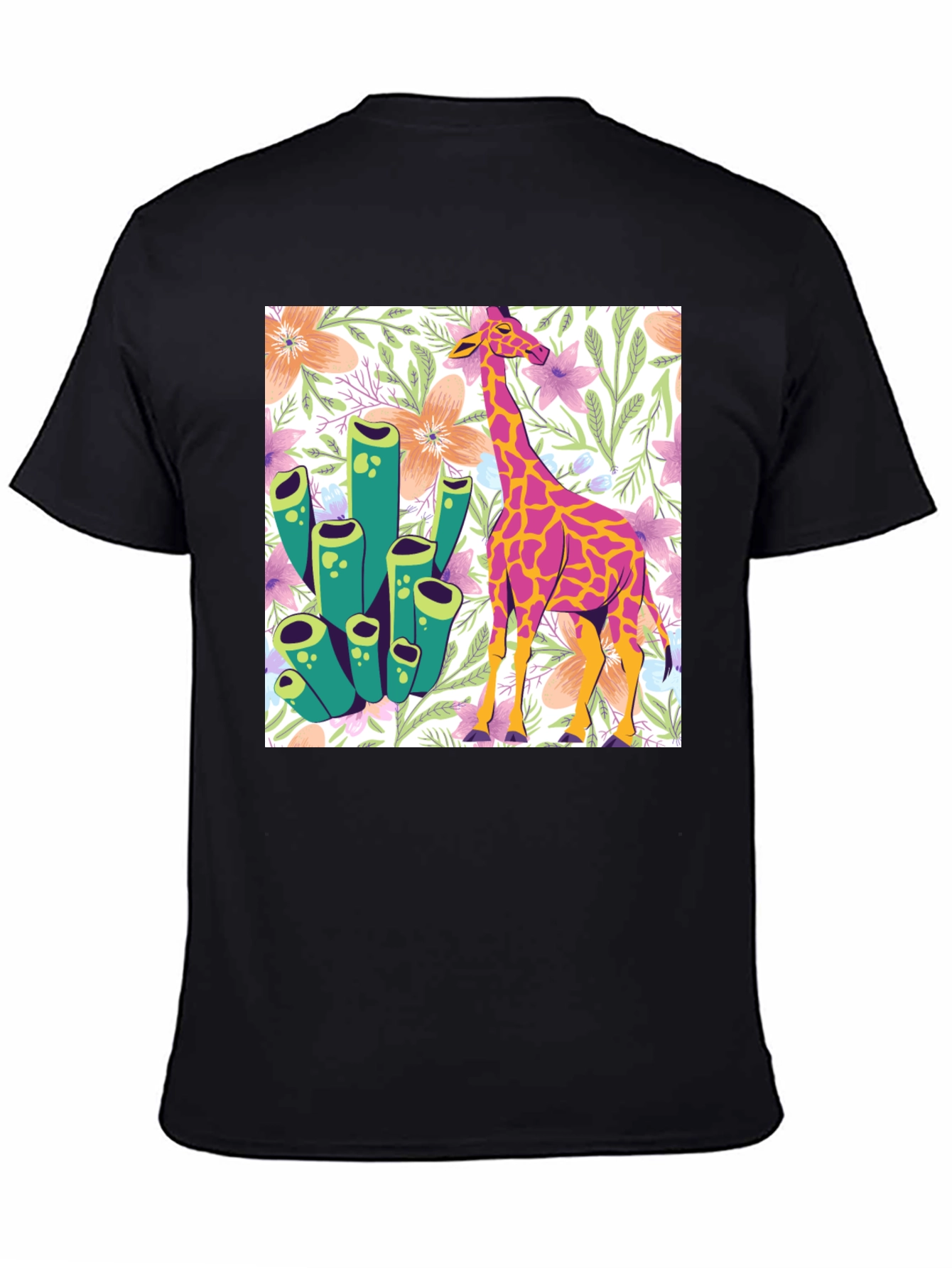 Floral Giraffe Graphic Tee - Unique Design