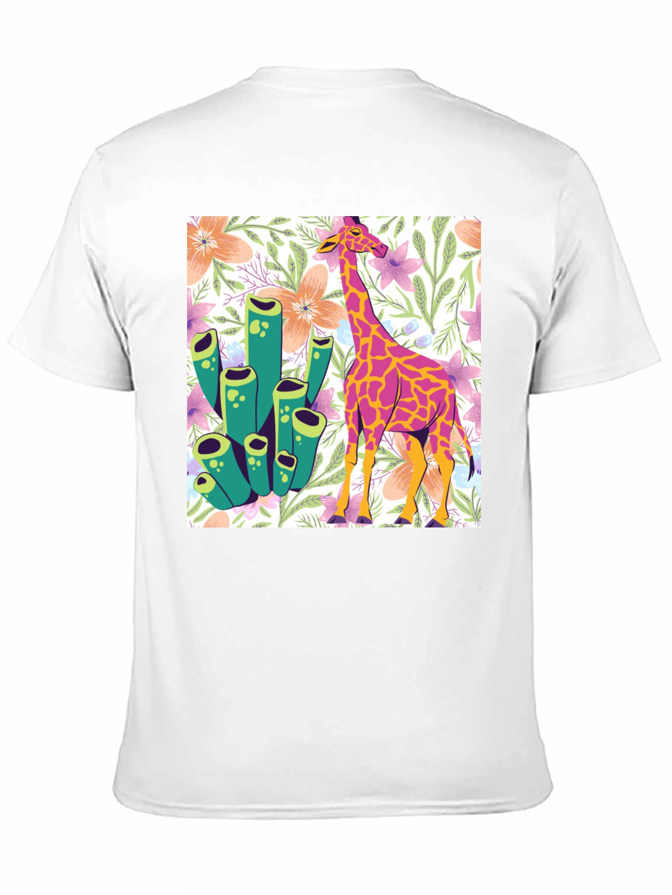 Floral Giraffe Graphic Tee - Unique Design
