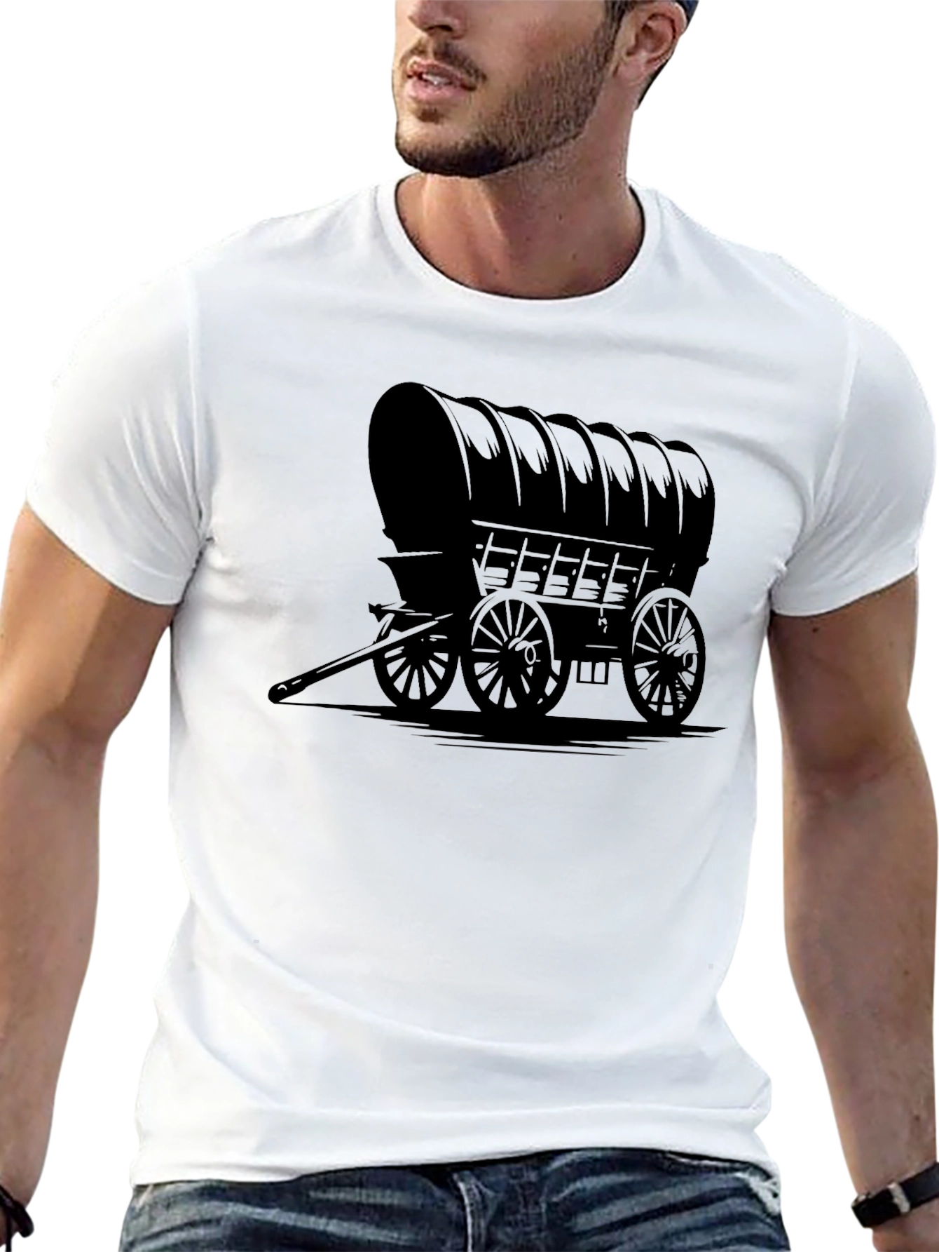 Covered Wagon Graphic Tee - Old West Style