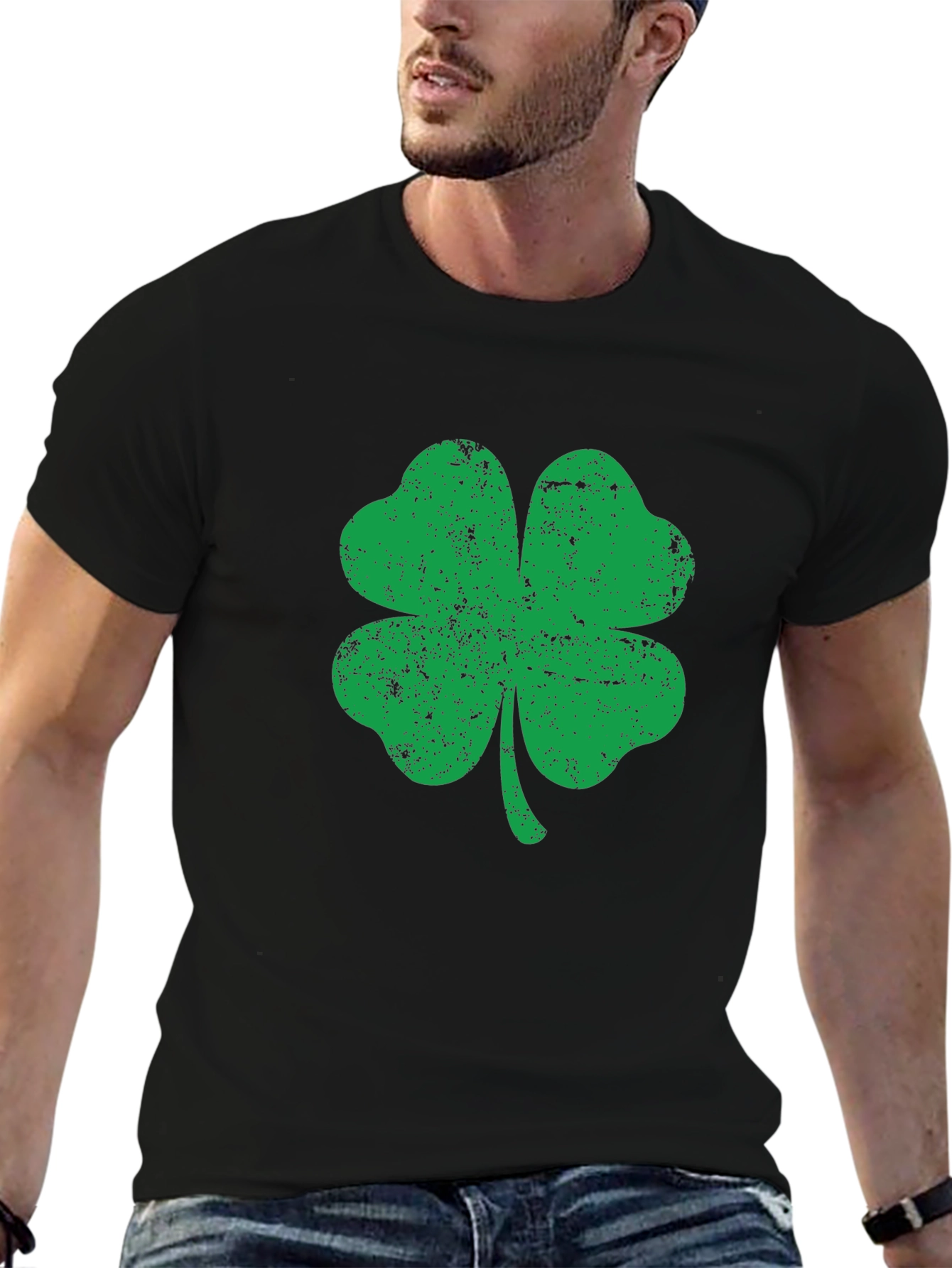 Lucky Shamrock Graphic Tee - Mens Black T-Shirt