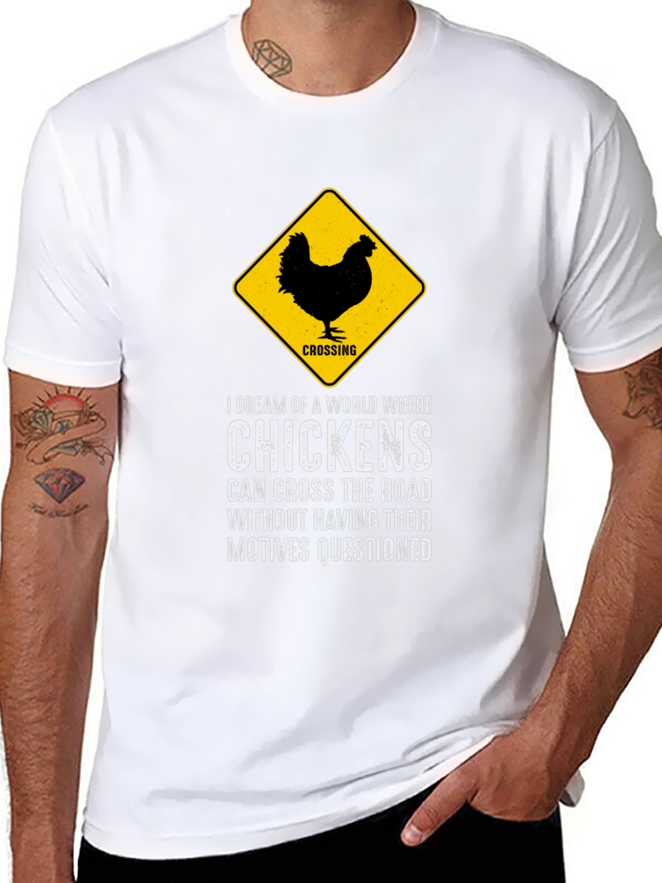 Chicken Crossing T-Shirt - Funny Animal Humor Tee