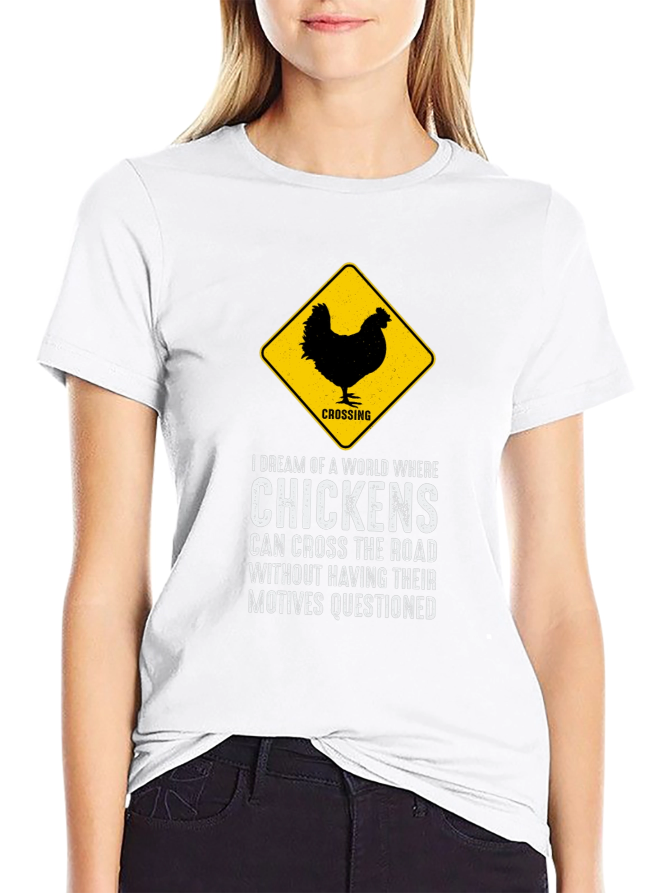 Chicken Crossing T-Shirt - Funny Animal Humor Tee