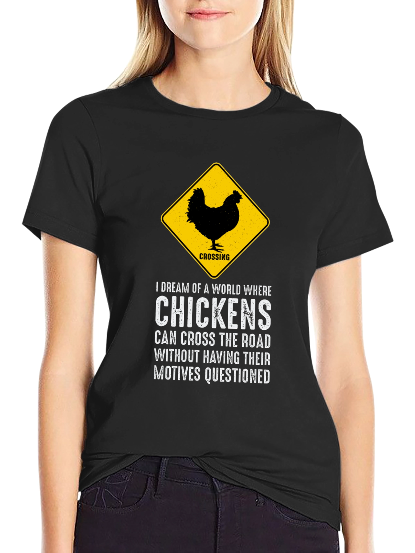 Chicken Crossing T-Shirt - Funny Animal Humor Tee