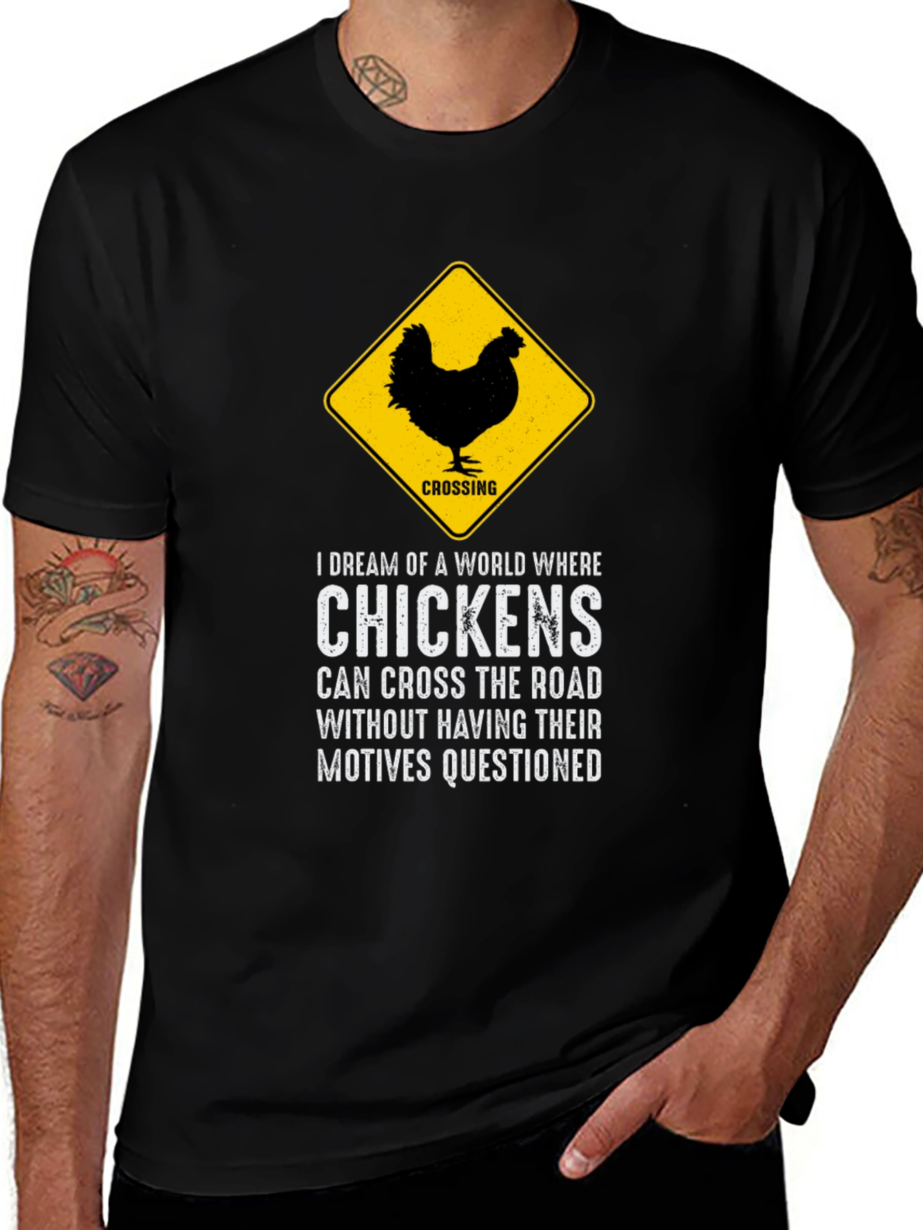 Chicken Crossing T-Shirt - Funny Animal Humor Tee