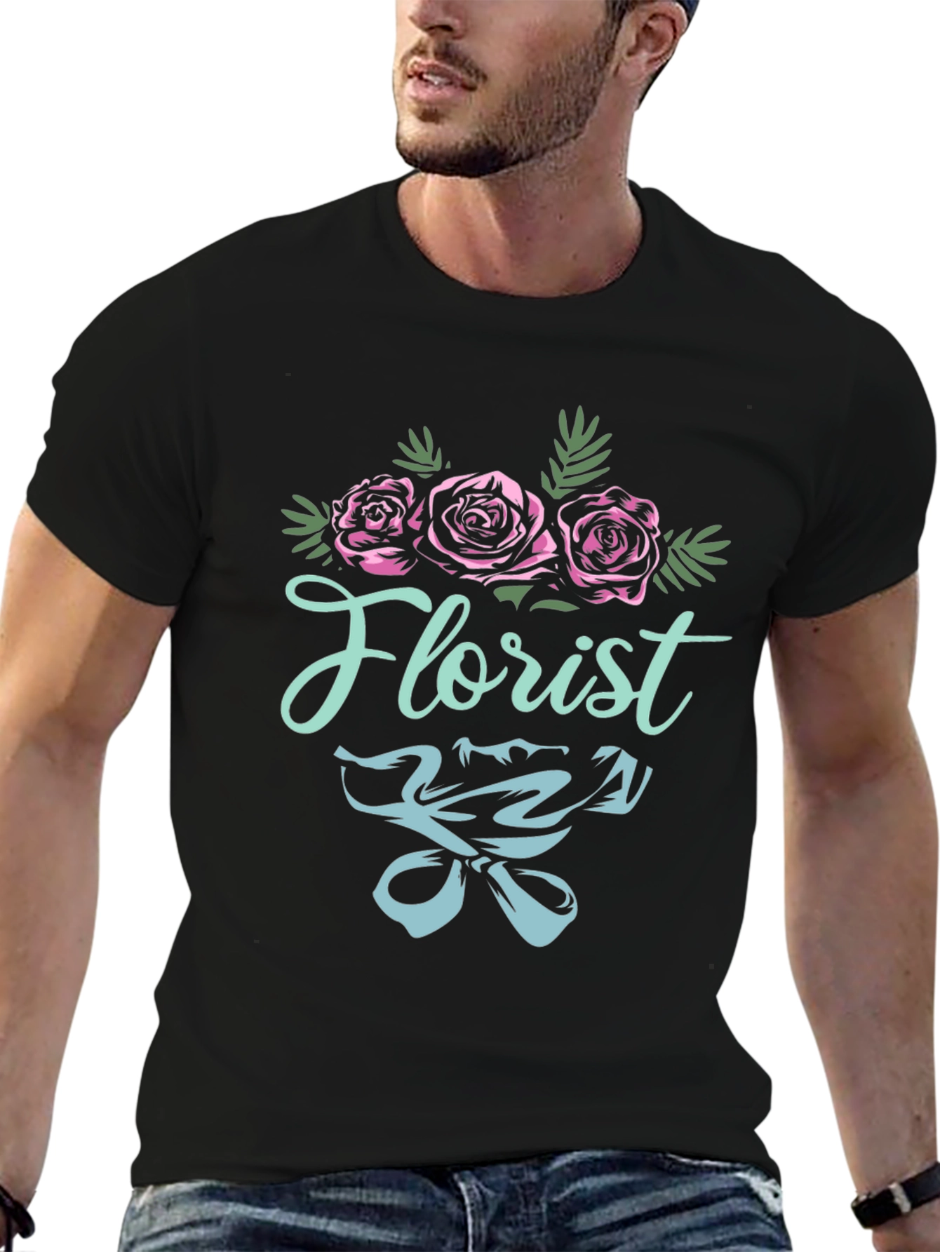Florist T-Shirt - Floral Design Black Tee