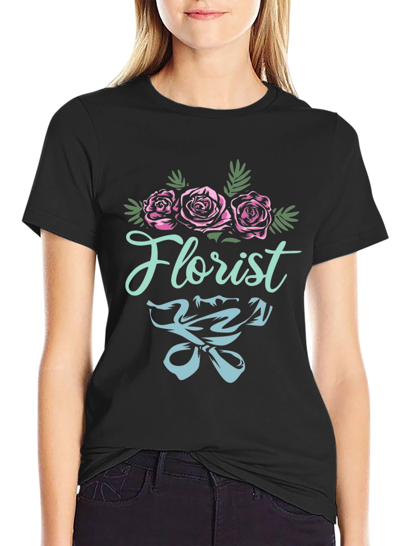 Florist T-Shirt - Floral Design Black Tee