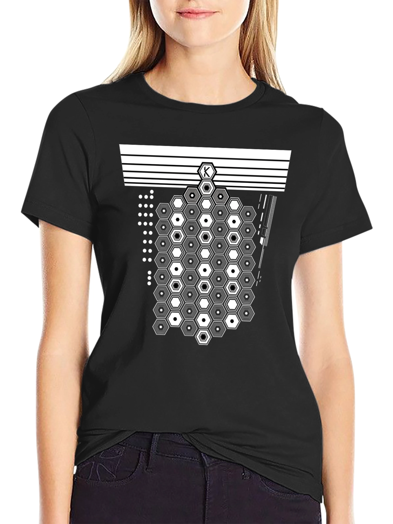 Geometric Hexagon Pattern Tee