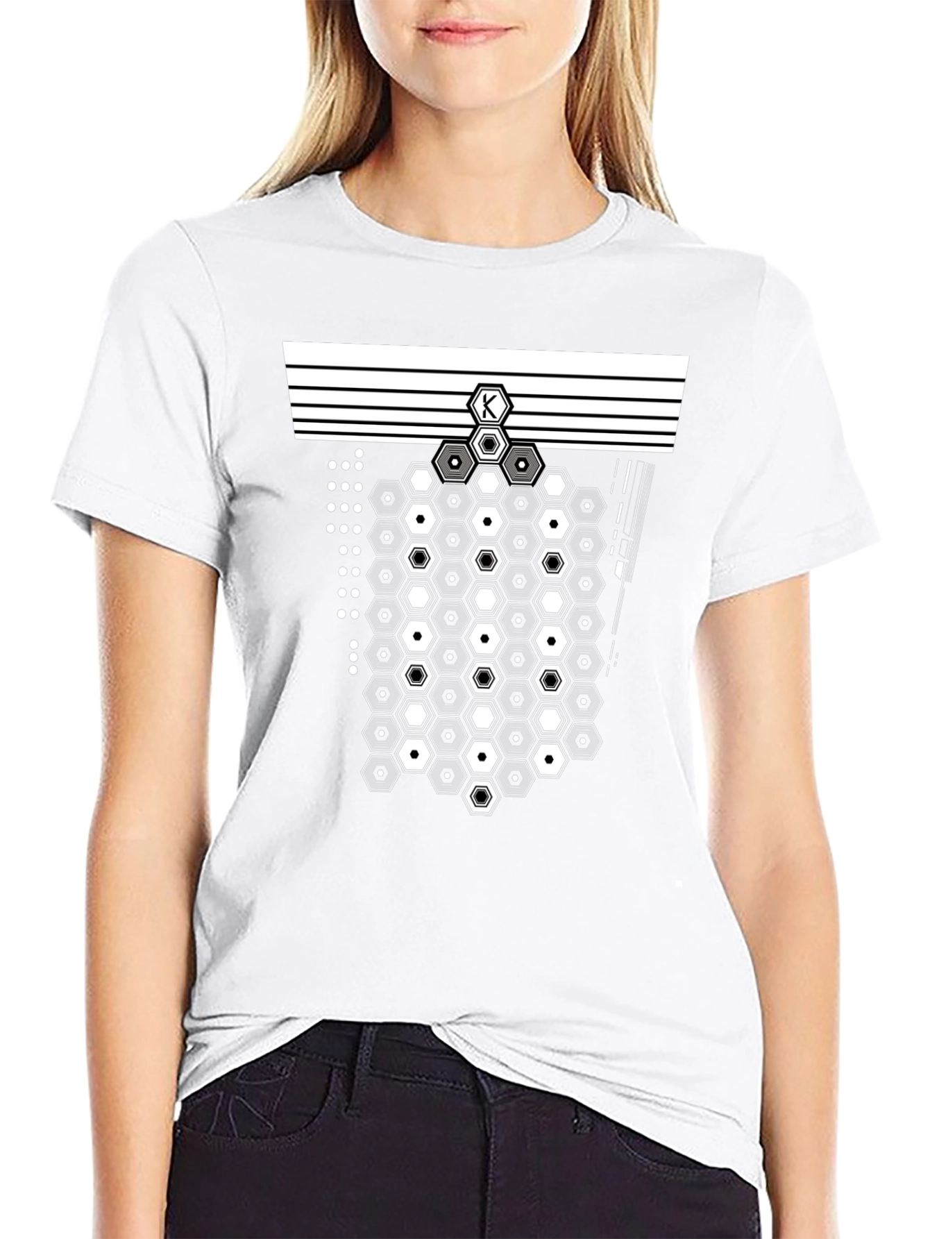 Geometric Hexagon Pattern Tee