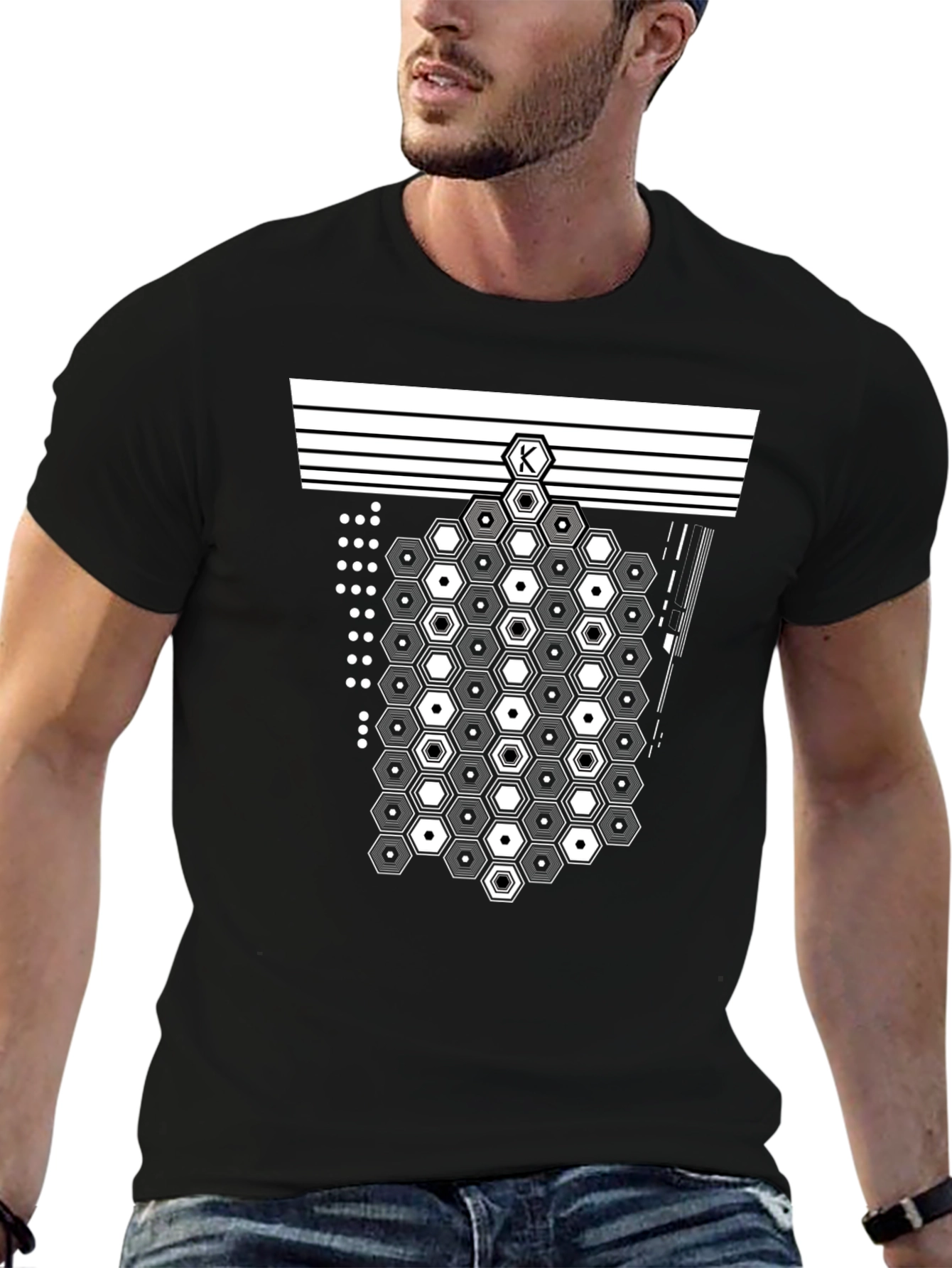 Geometric Hexagon Pattern Tee