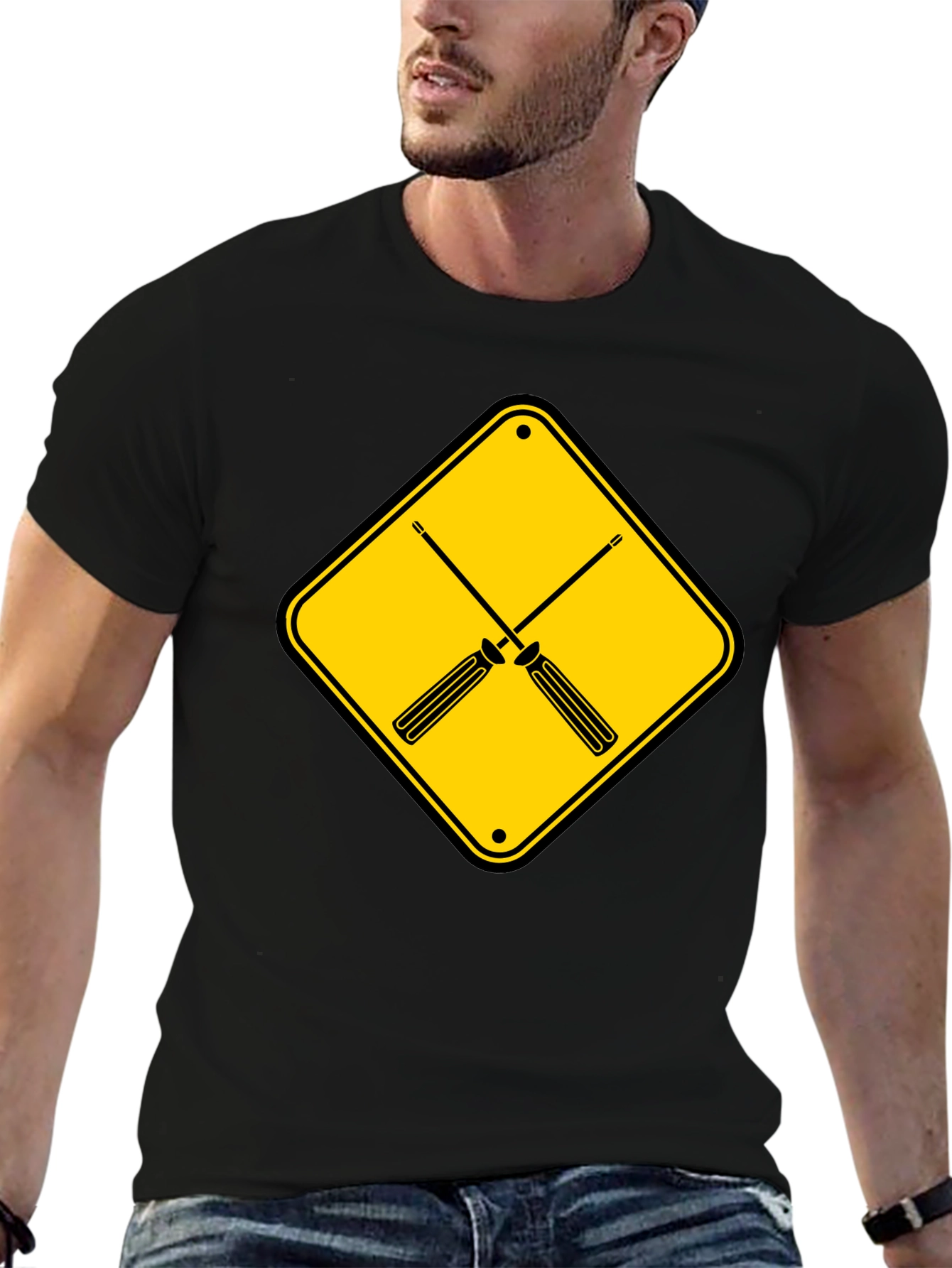 Screwdriver Crossing Graphic Tee - Black Cotton