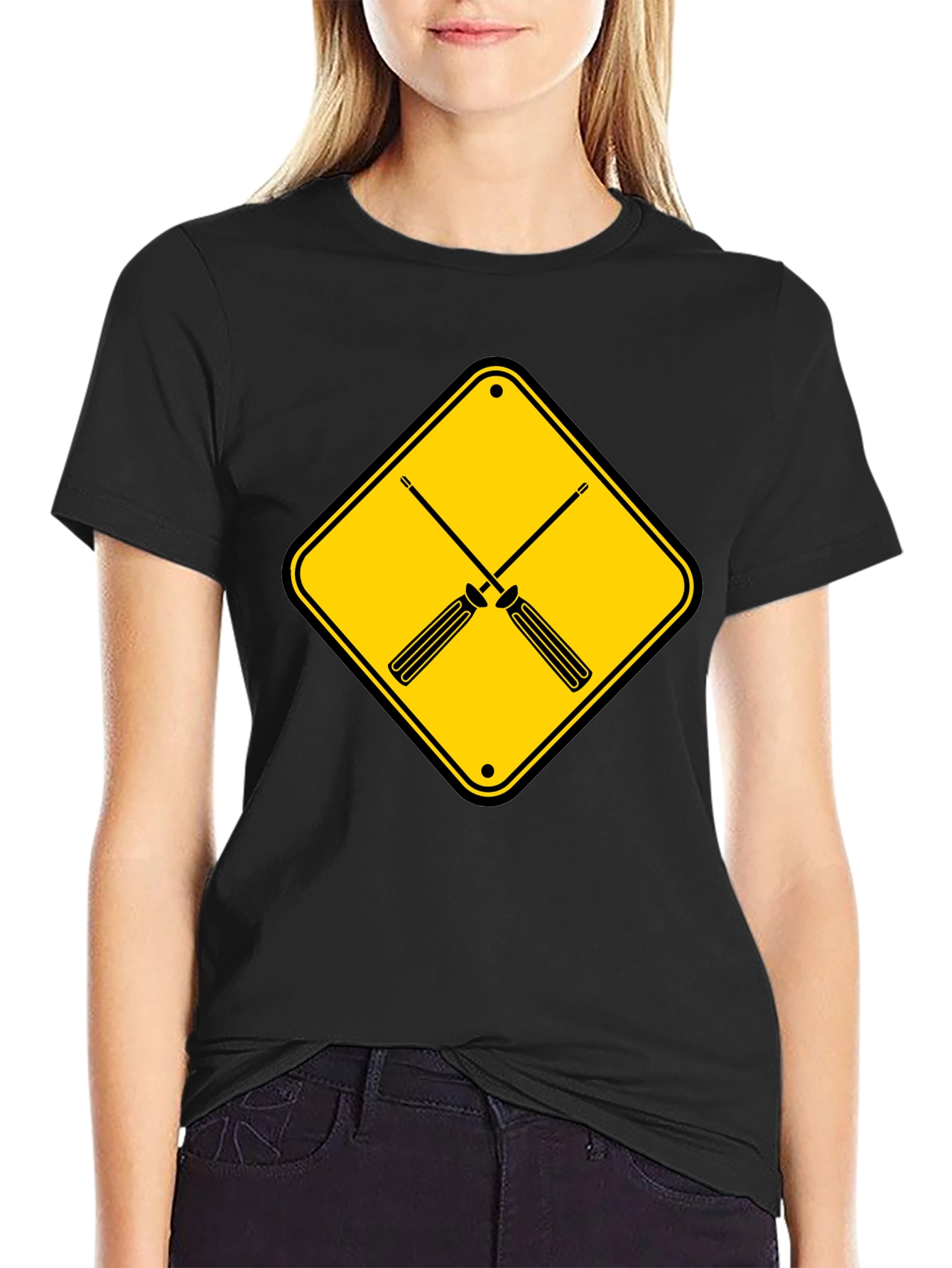 Screwdriver Crossing Graphic Tee - Black Cotton