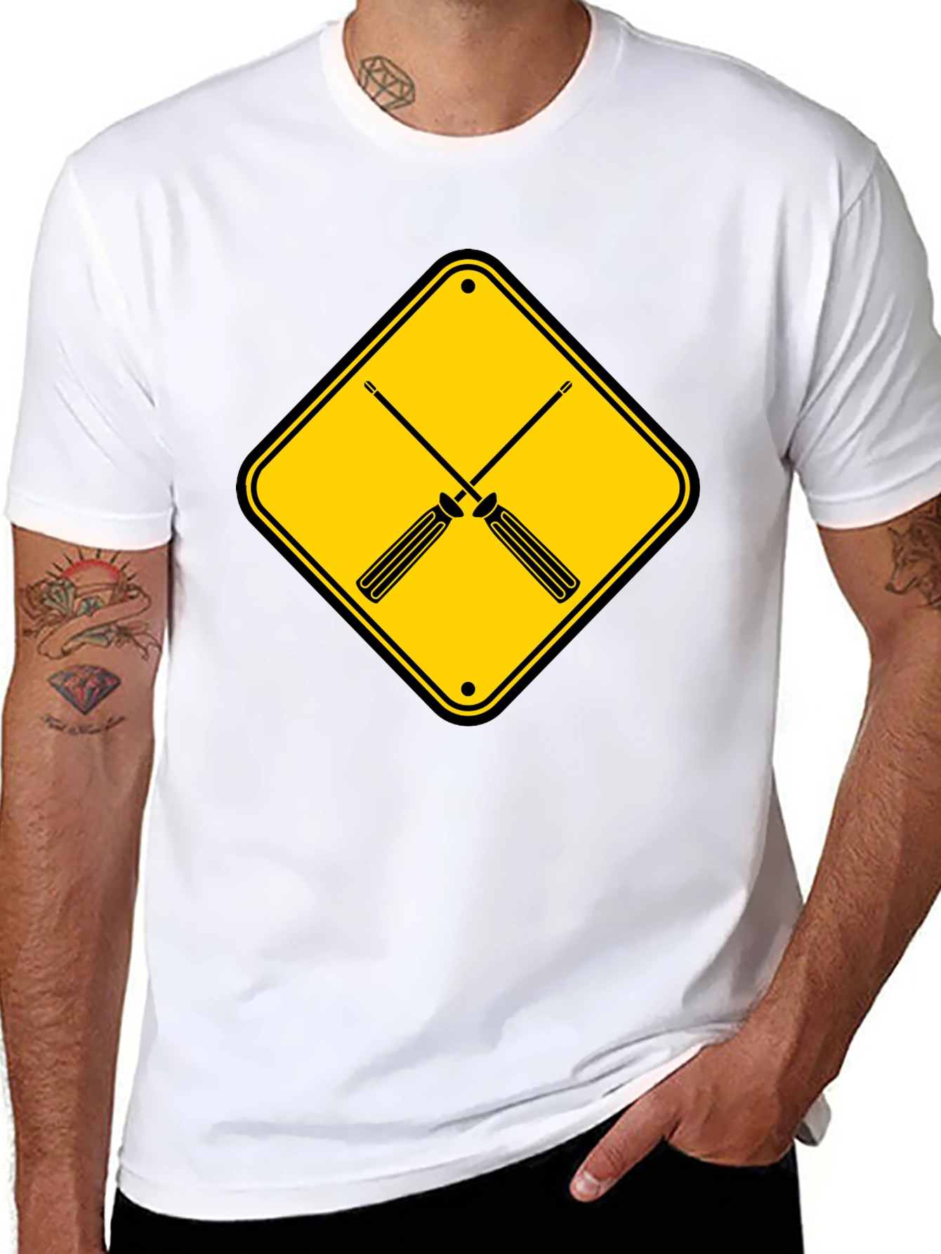 Screwdriver Crossing Graphic Tee - Black Cotton