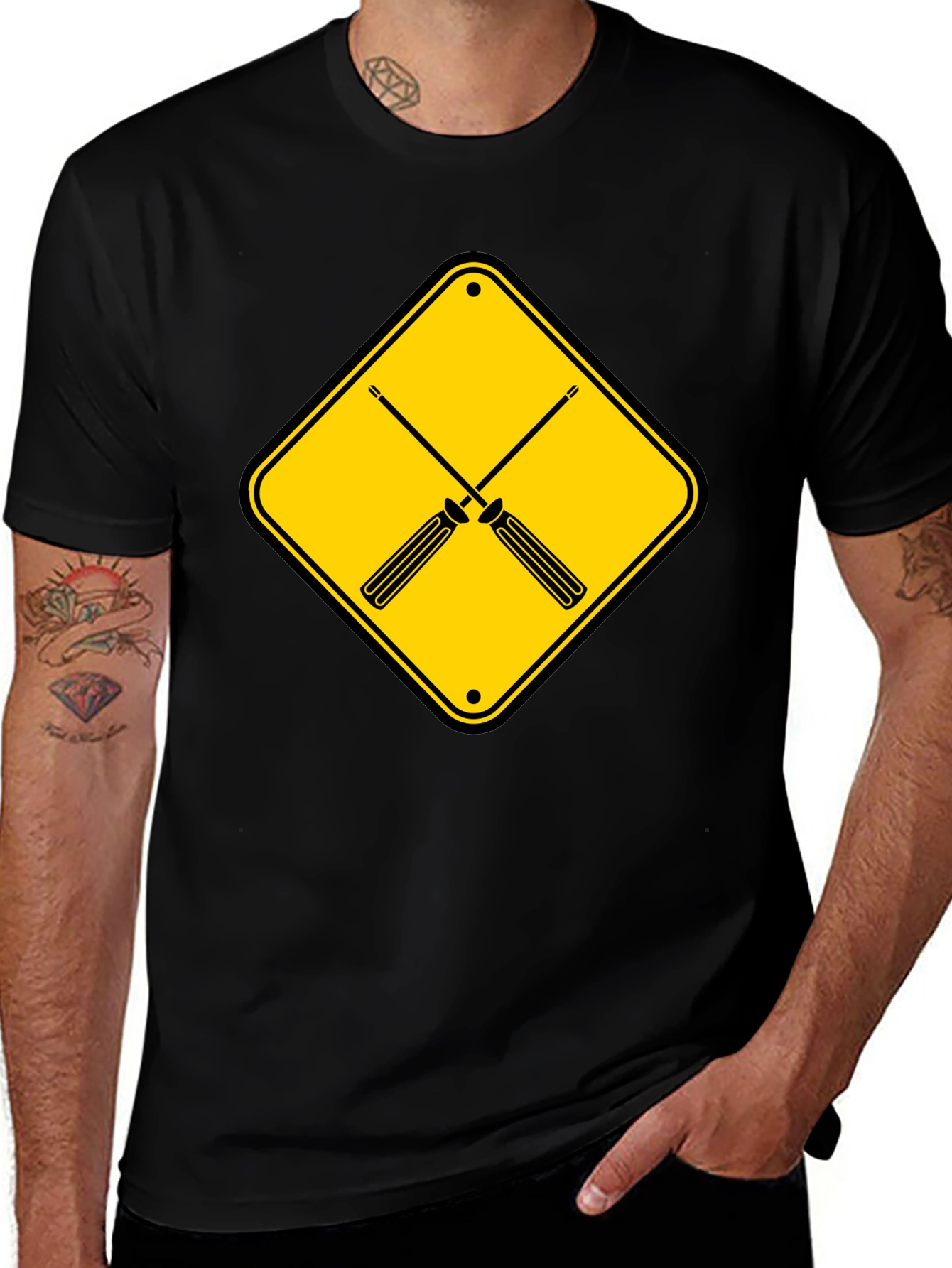 Screwdriver Crossing Graphic Tee - Black Cotton
