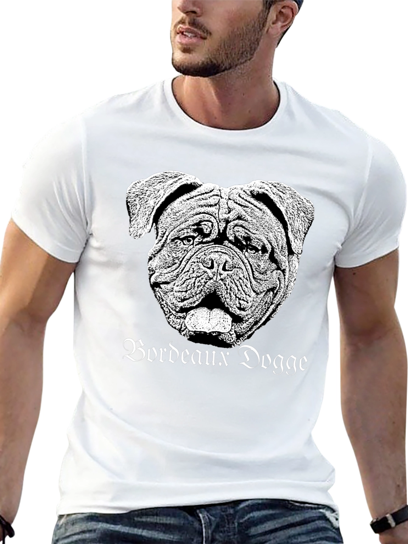 Bordeaux Dogge Graphic Tee - Black Cotton T-Shirt