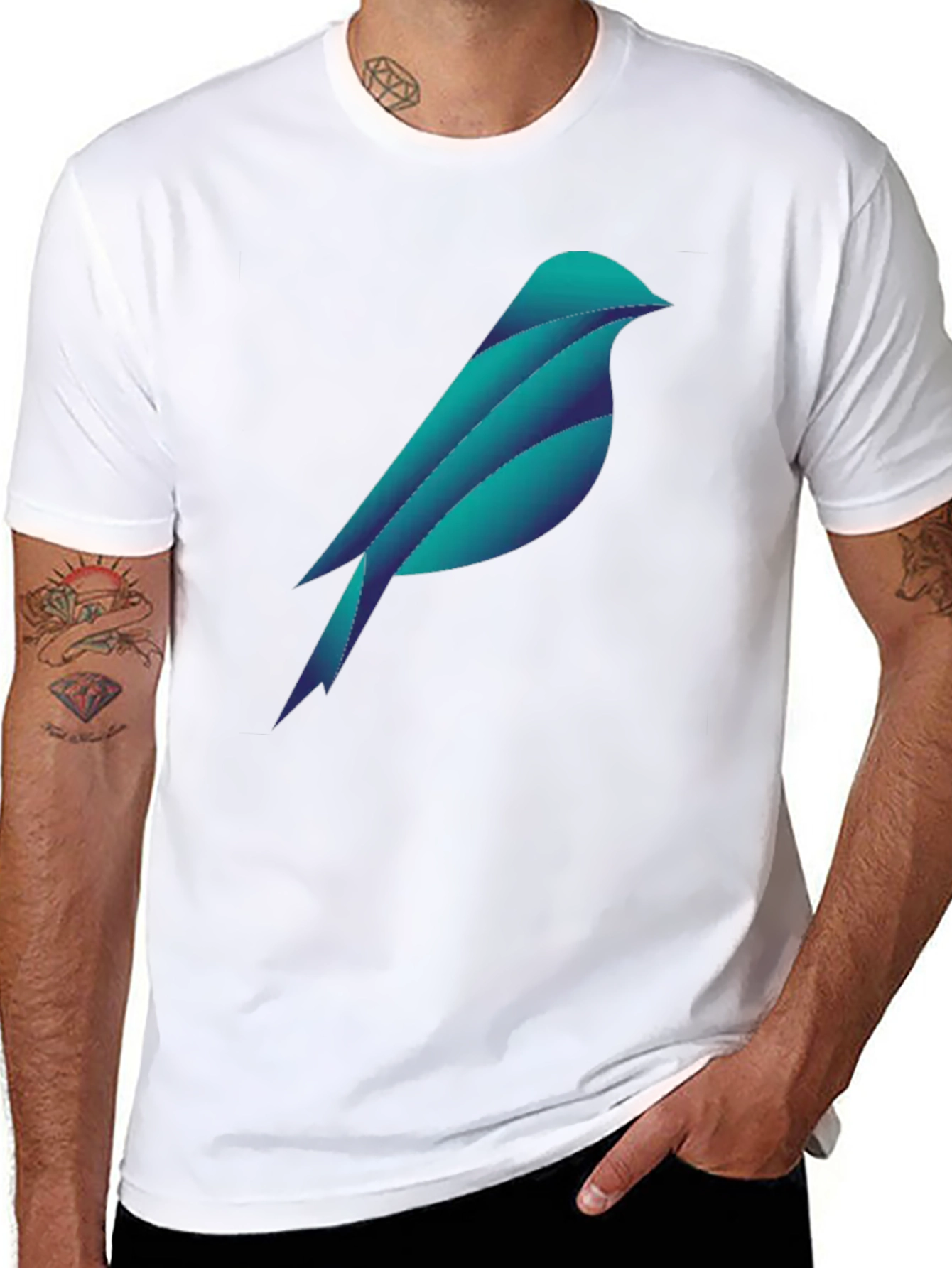 Geometric Bird Graphic Tee - Stylish Black T-Shirt