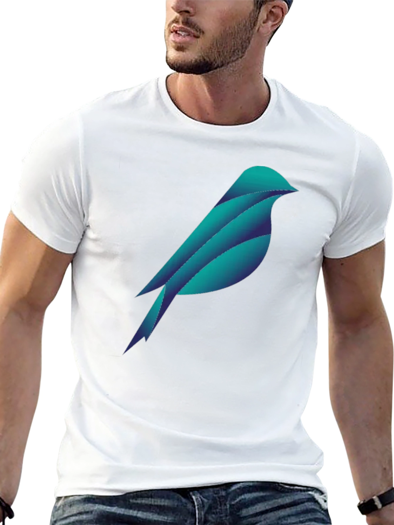 Geometric Bird Graphic Tee - Stylish Black T-Shirt