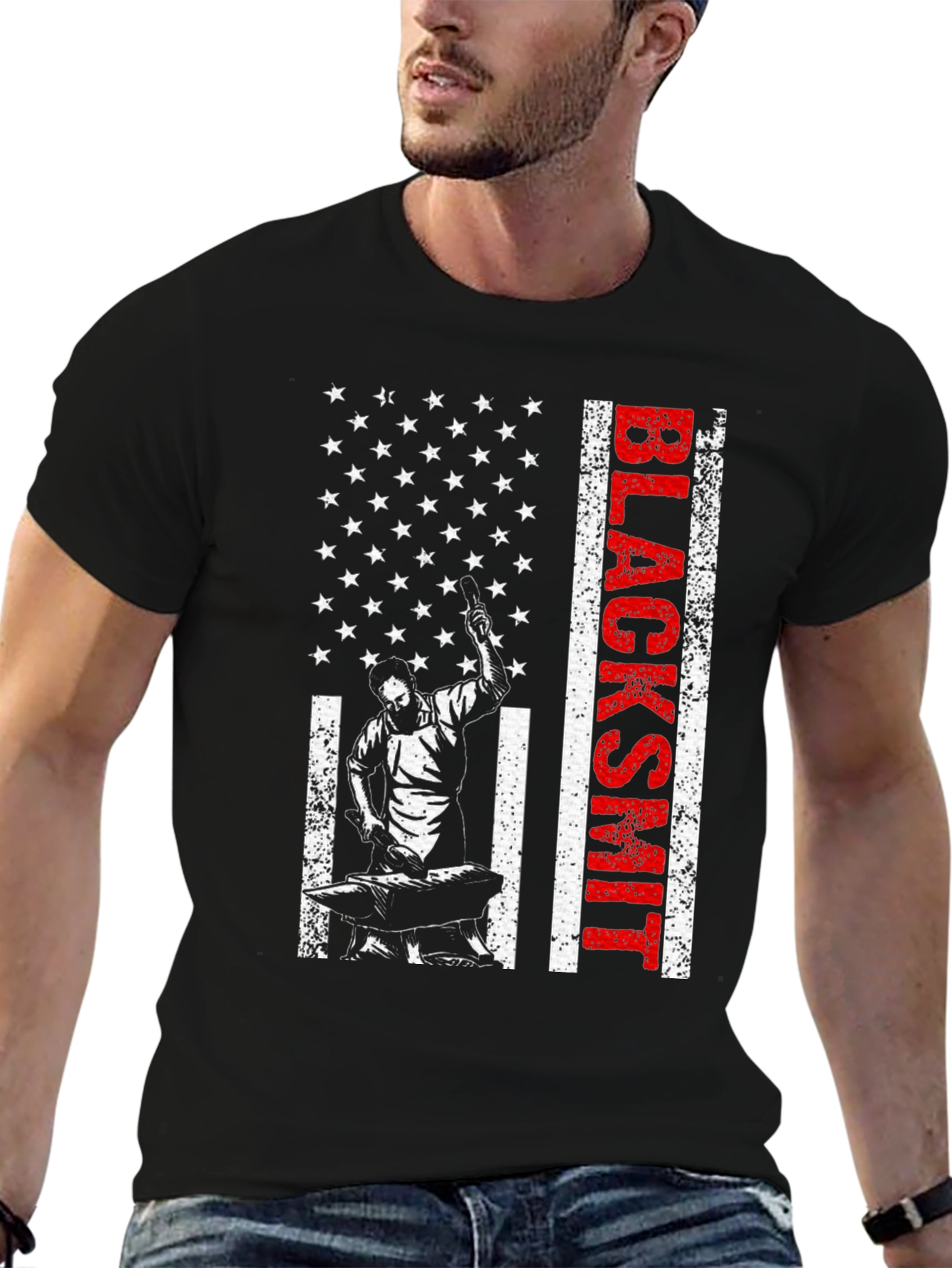 Blacksmith American Flag Graphic T-Shirt