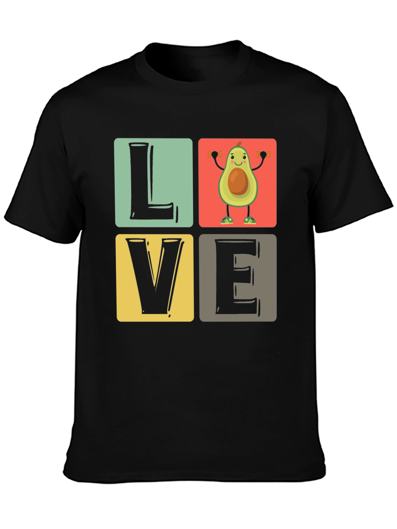 Avocado Gym Lover Black T-Shirt