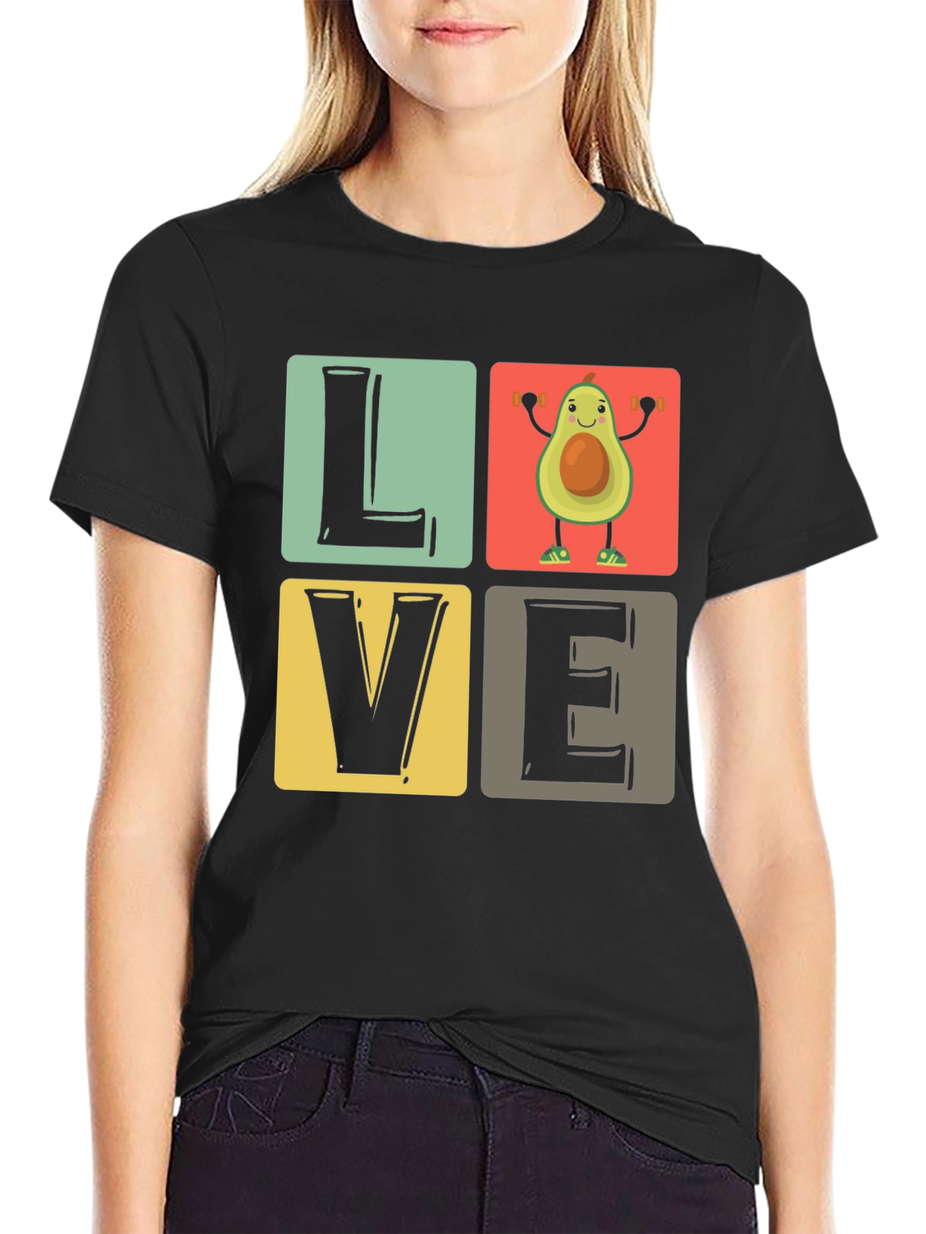 Avocado Gym Lover Black T-Shirt