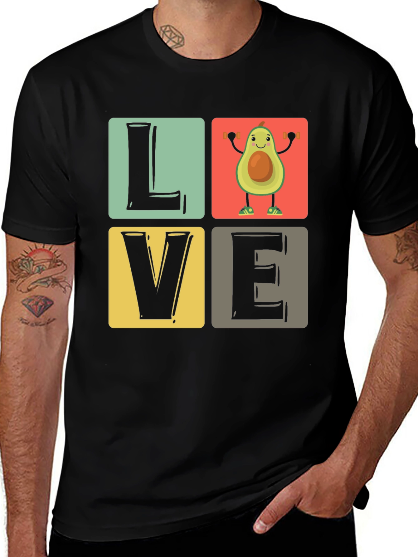 Avocado Gym Lover Black T-Shirt