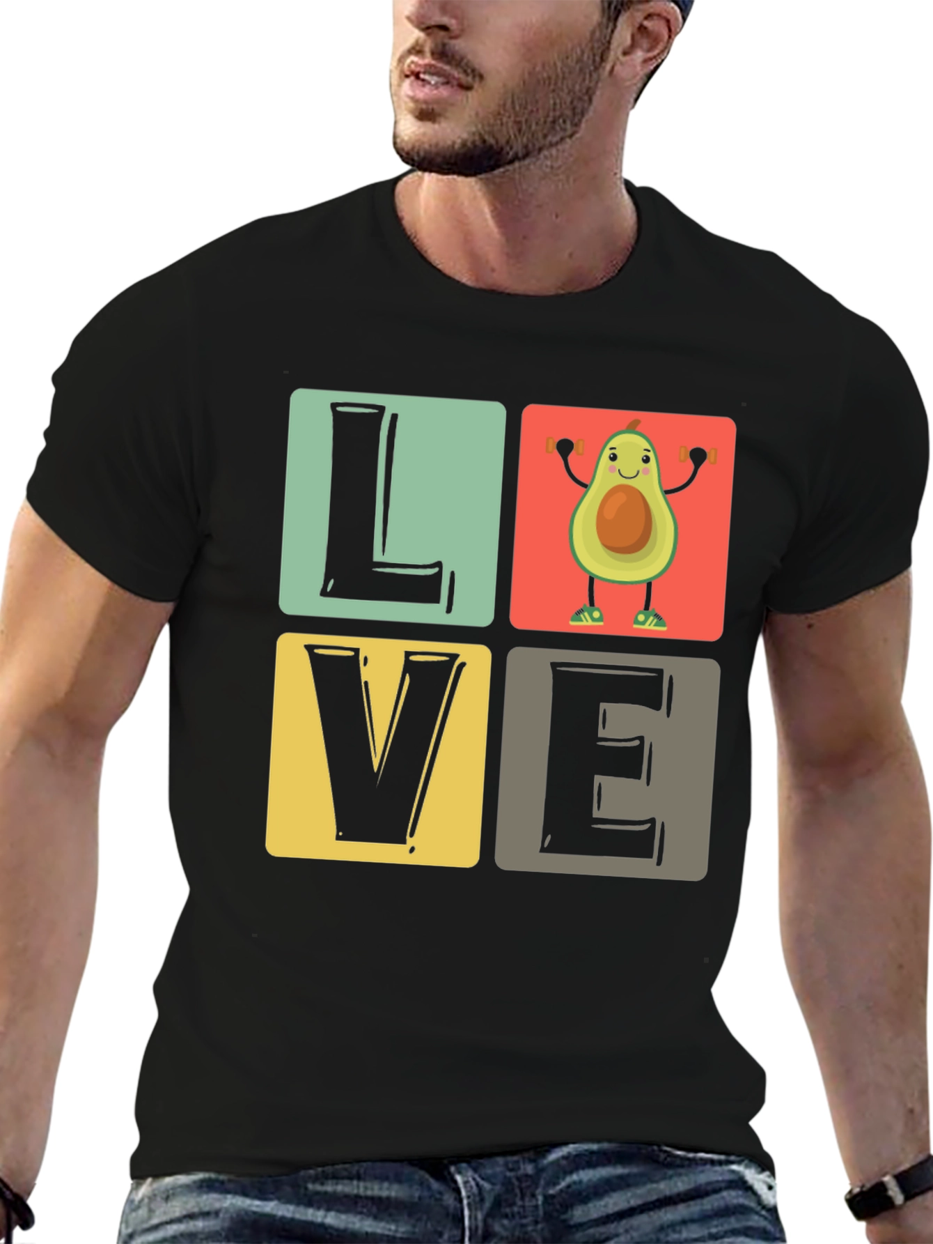 Avocado Gym Lover Black T-Shirt