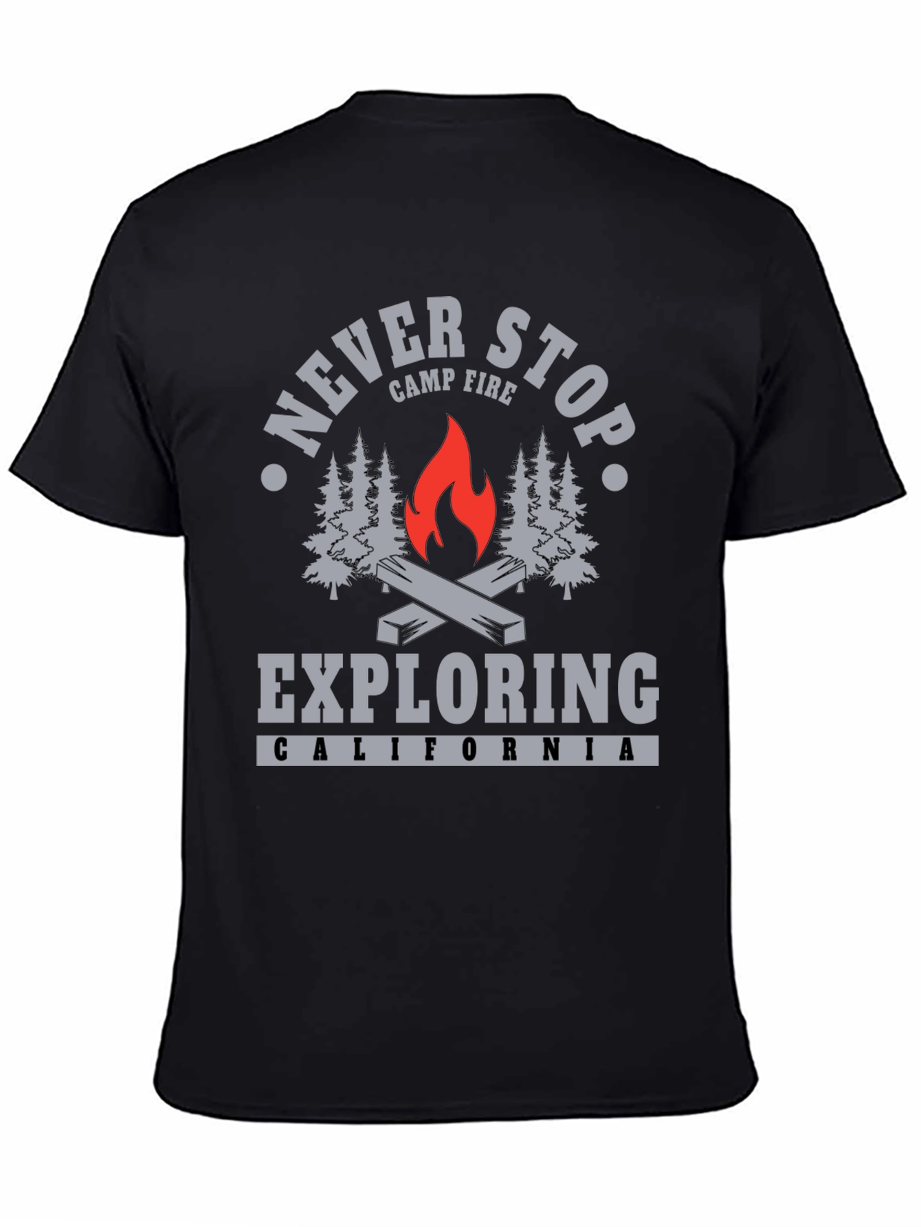 Never Stop Exploring Campfire T-Shirt
