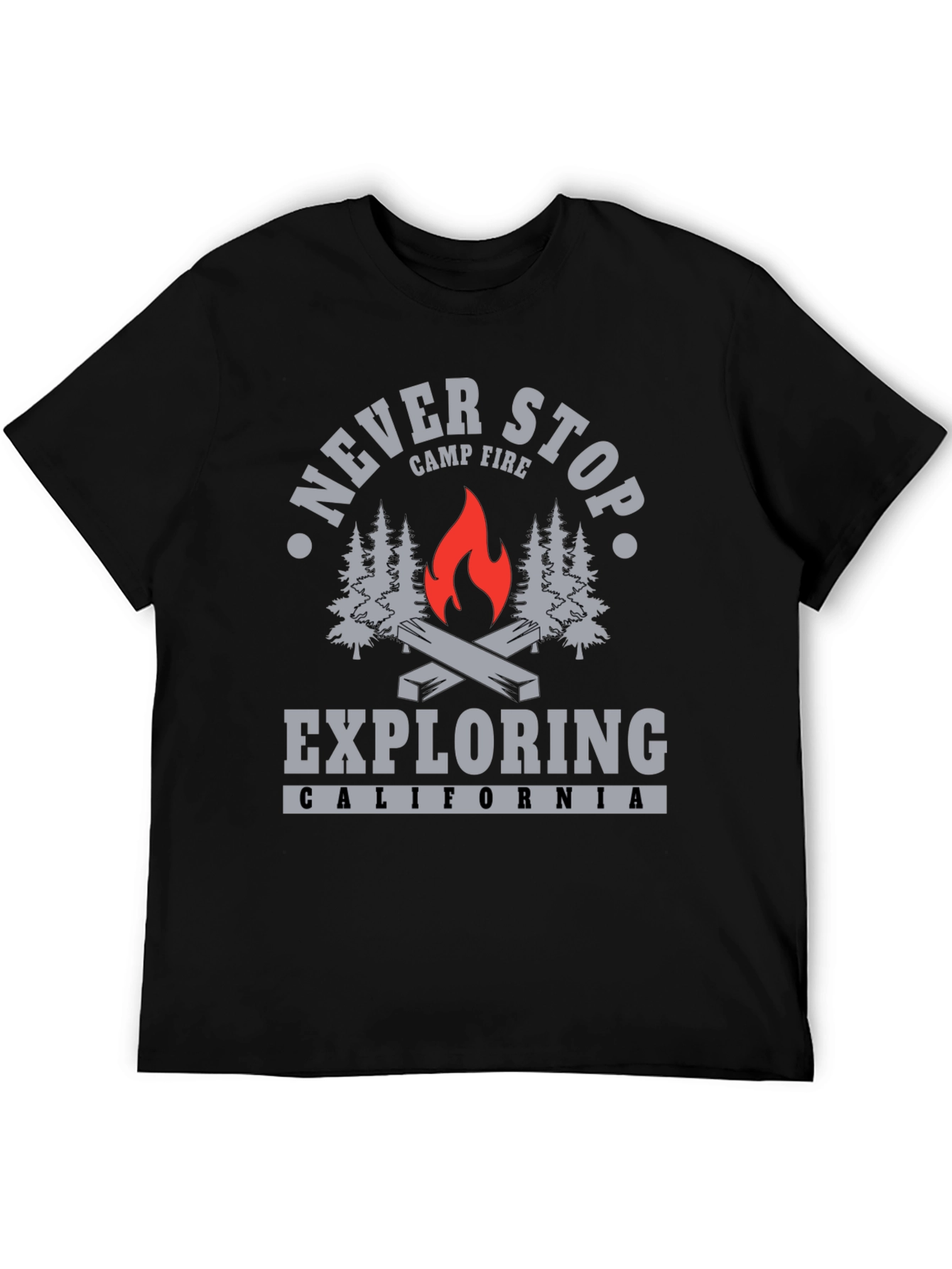 Never Stop Exploring Campfire T-Shirt
