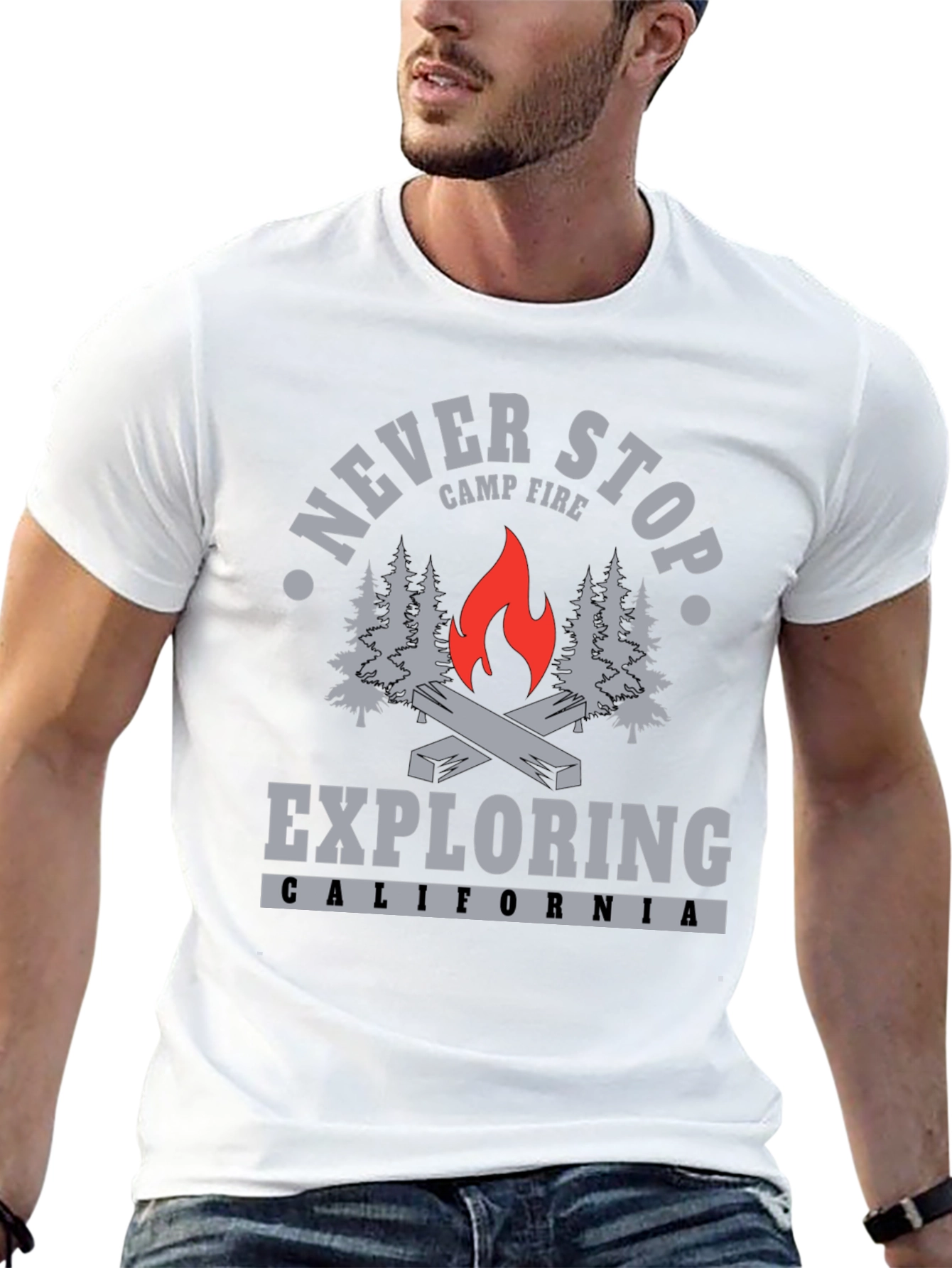 Never Stop Exploring Campfire T-Shirt