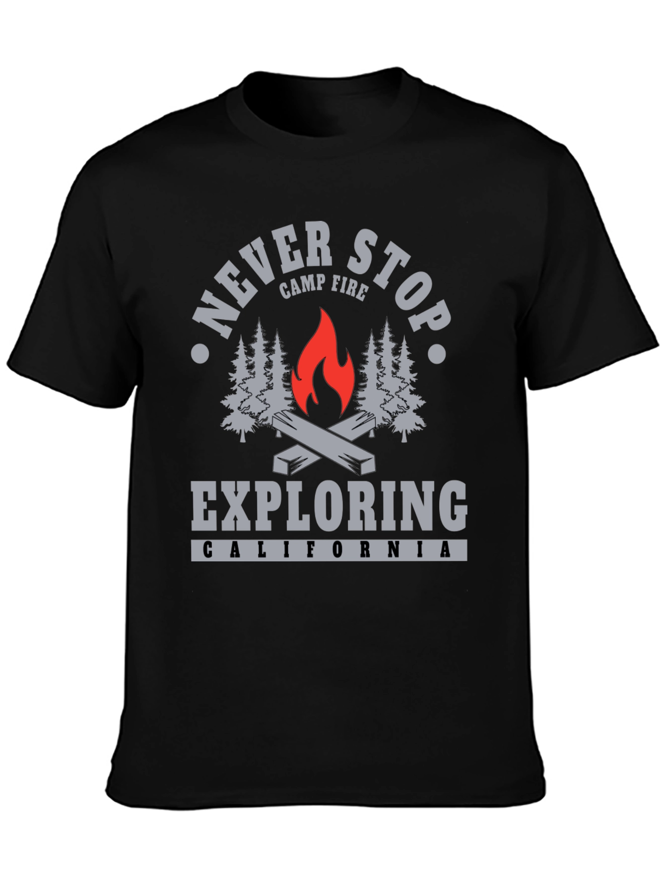 Never Stop Exploring Campfire T-Shirt