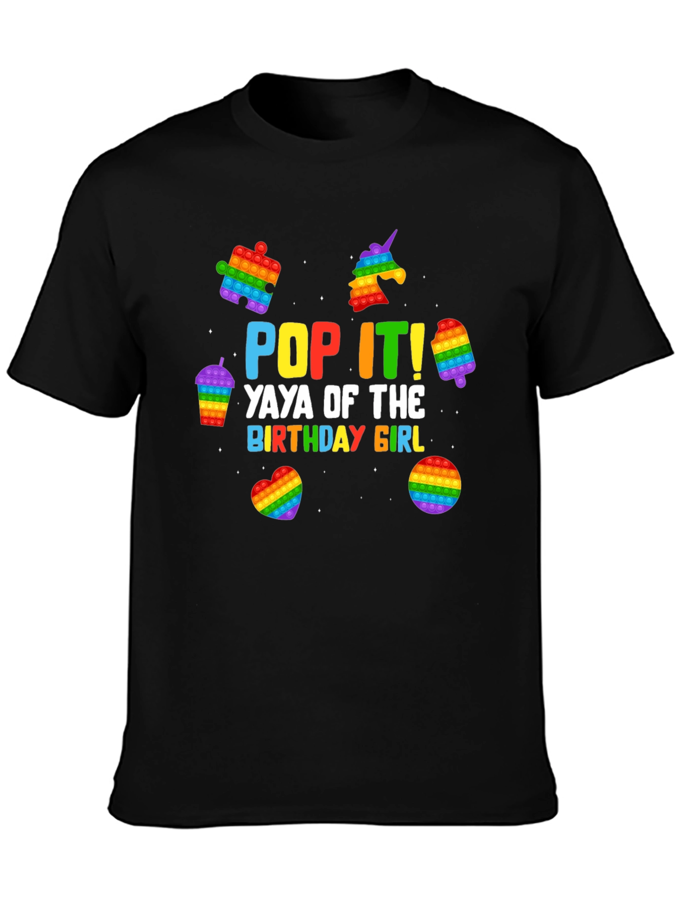 Pop It! Yaya of the Birthday Girl Black T-Shirt