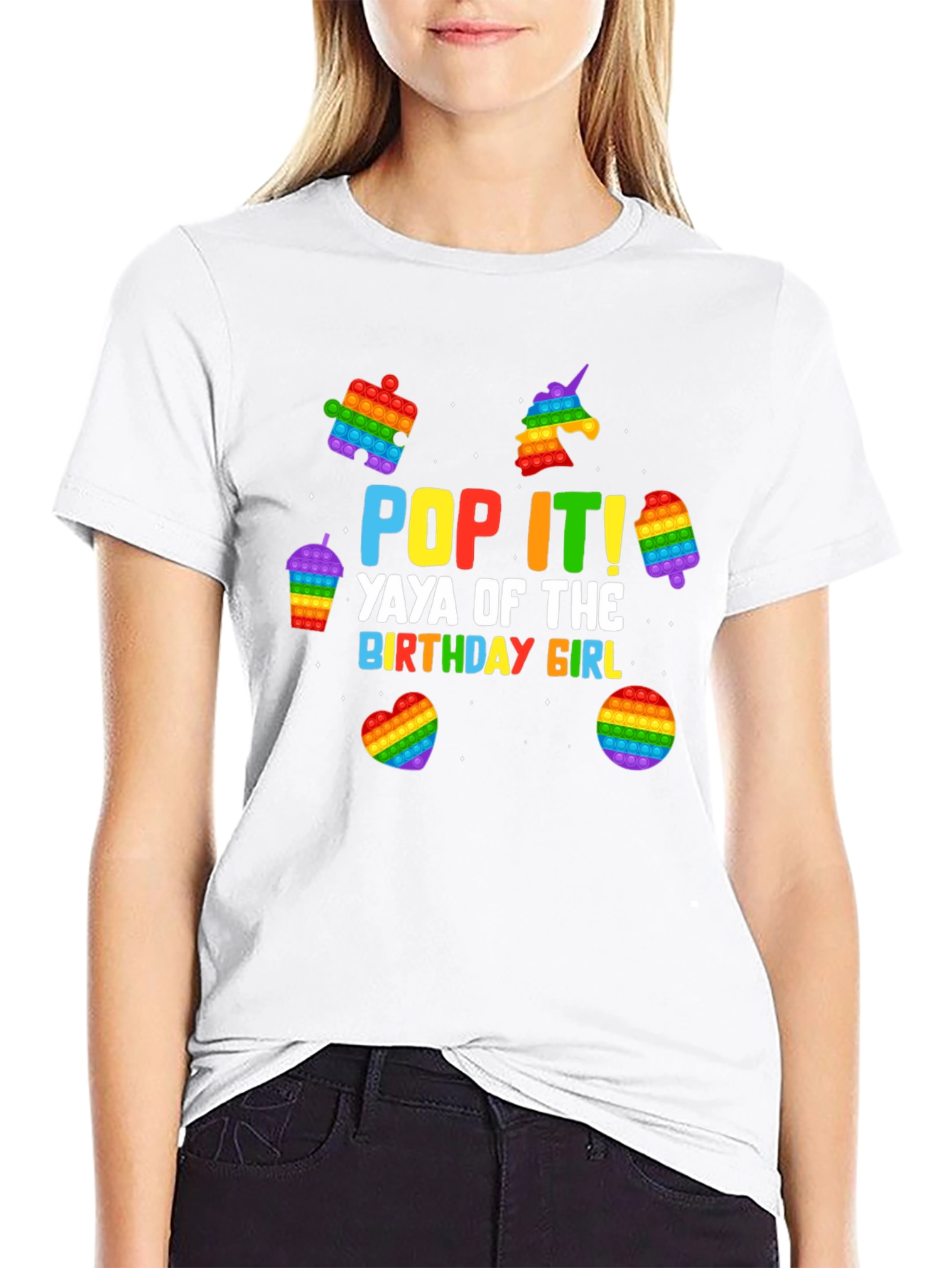 Pop It! Yaya of the Birthday Girl Black T-Shirt