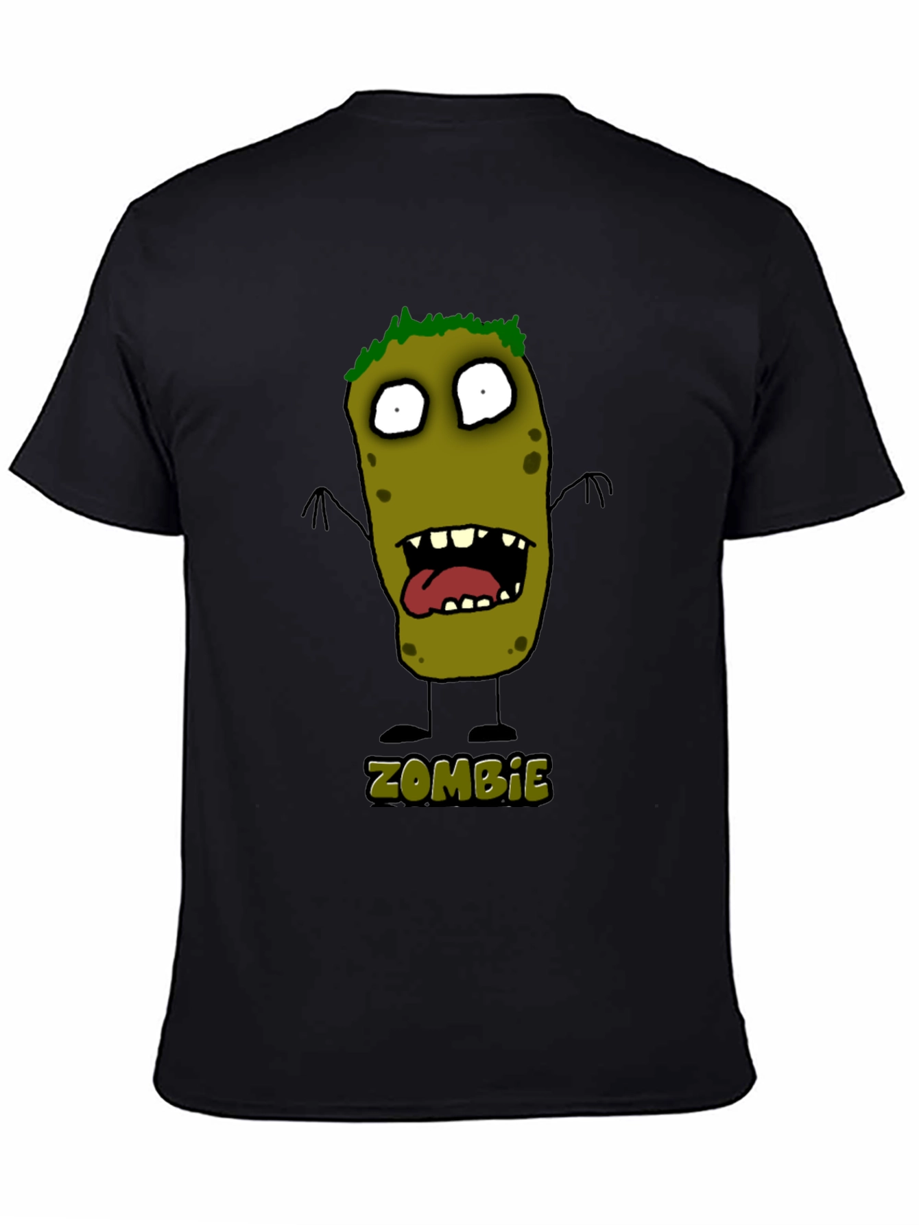 Zombie Cartoon Graphic Black T-Shirt