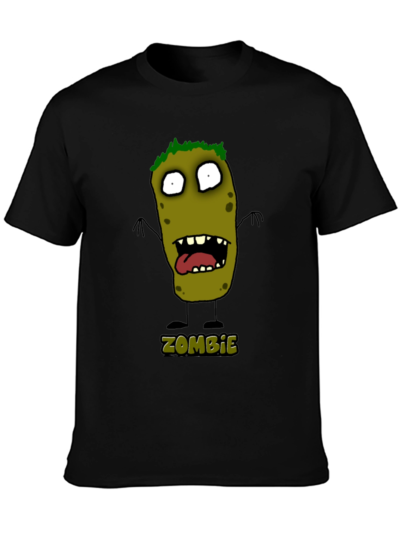 Zombie Cartoon Graphic Black T-Shirt