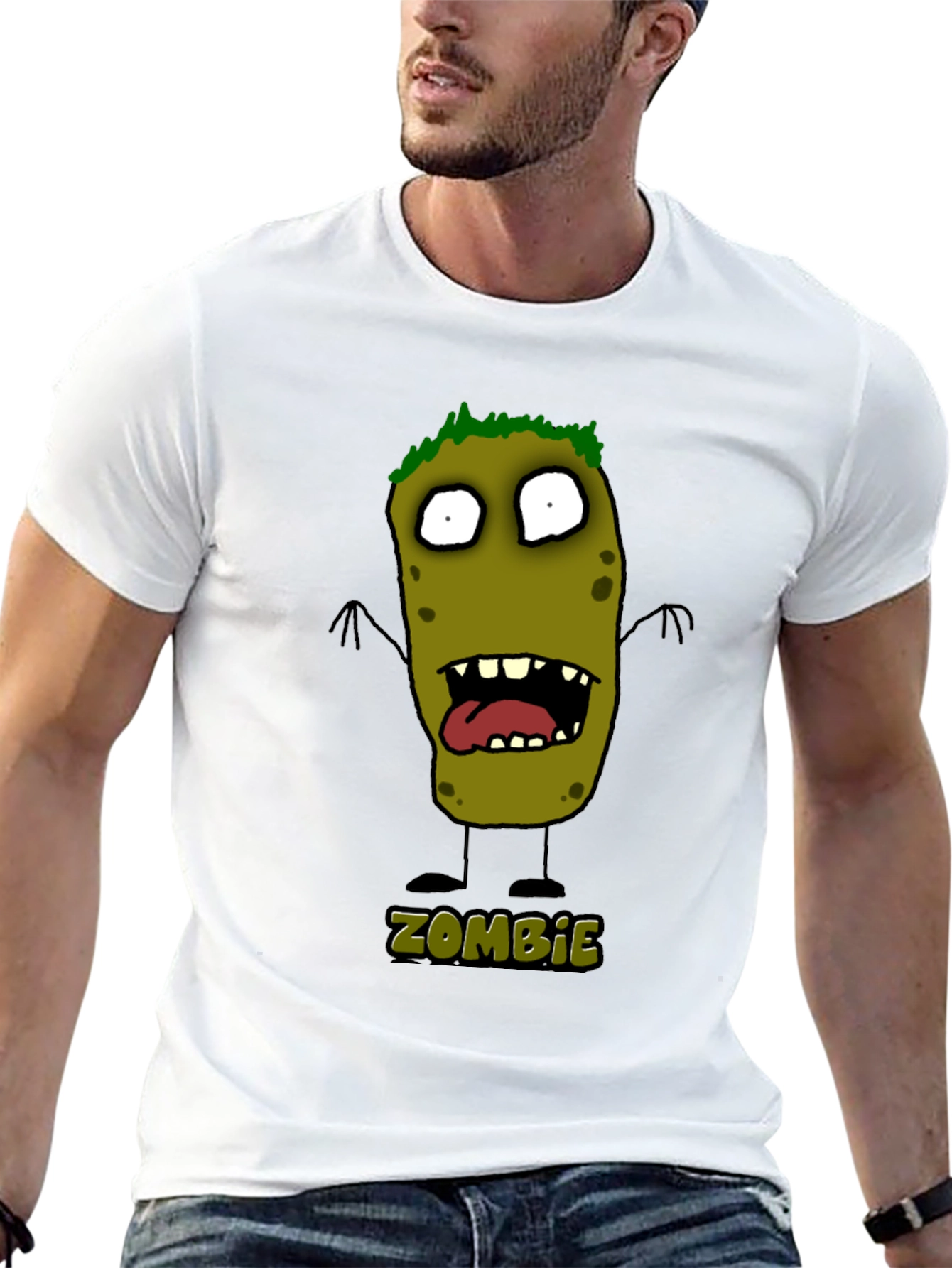 Zombie Cartoon Graphic Black T-Shirt