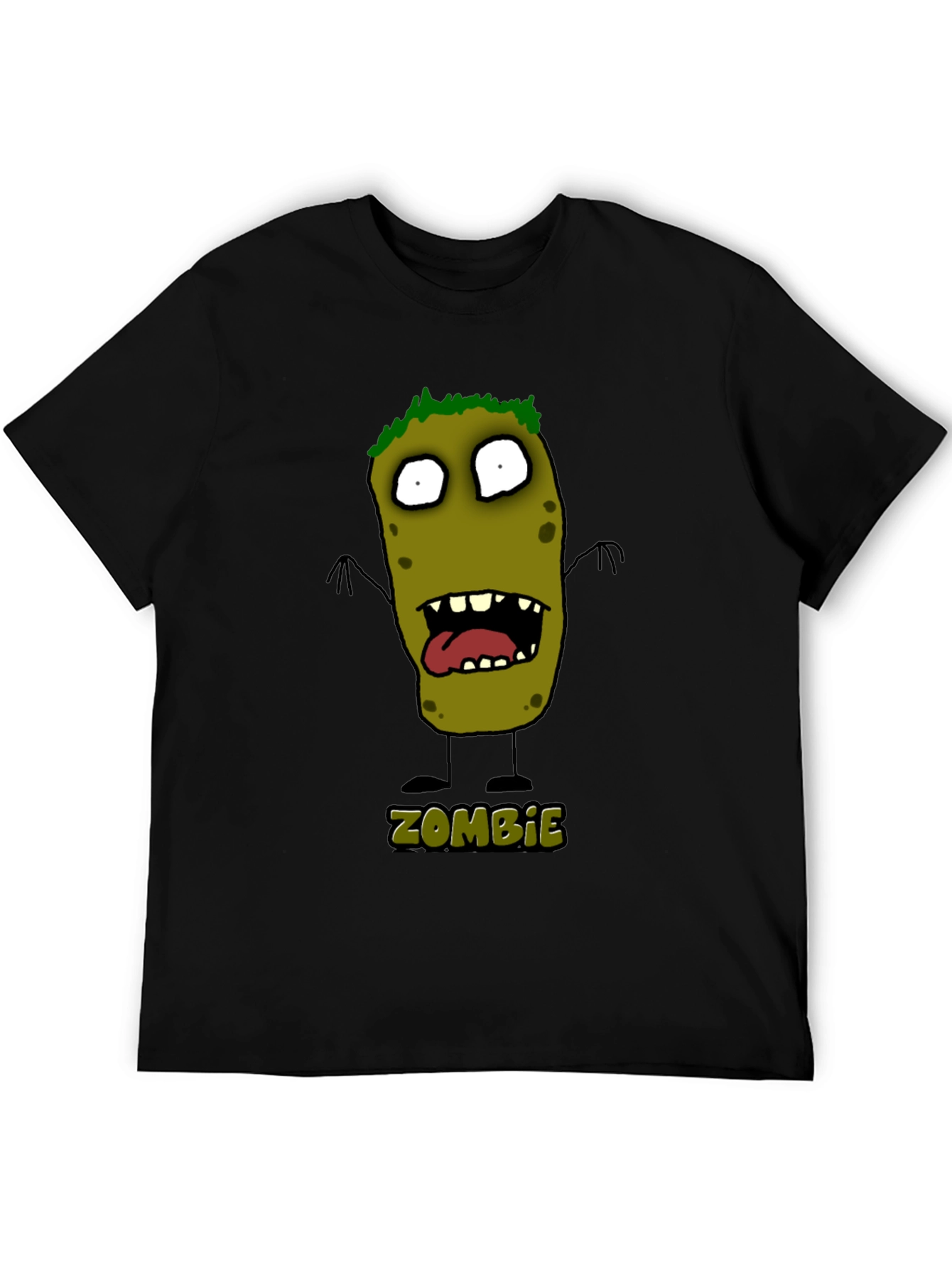 Zombie Cartoon Graphic Black T-Shirt
