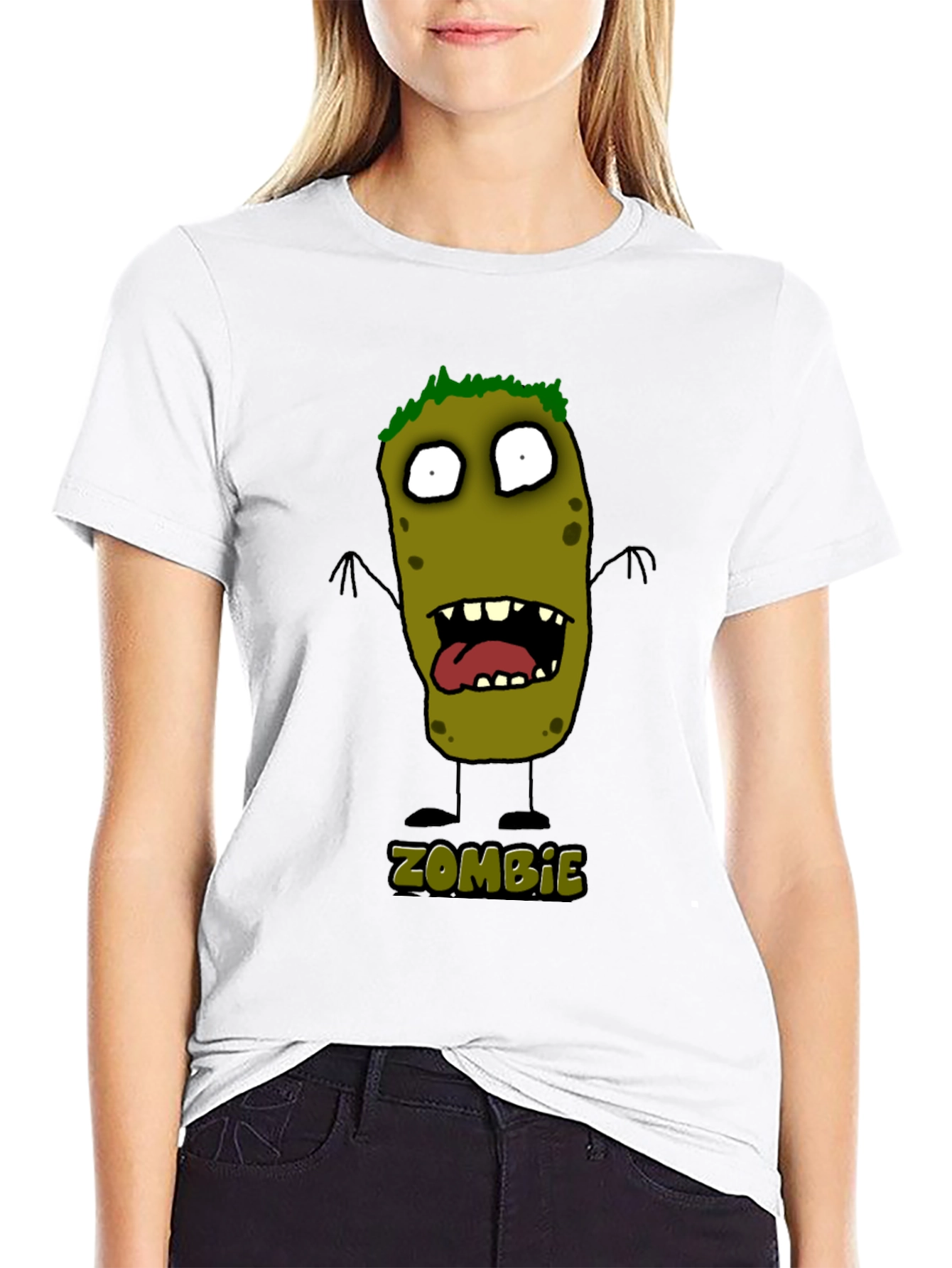 Zombie Cartoon Graphic Black T-Shirt