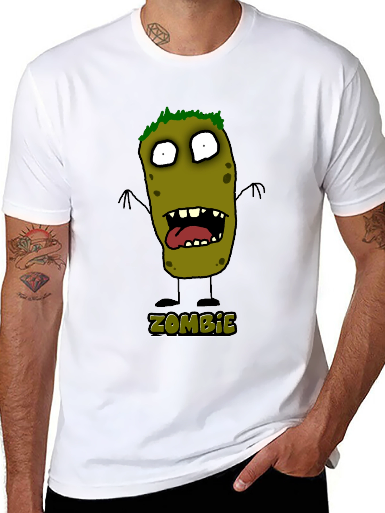 Zombie Cartoon Graphic Black T-Shirt