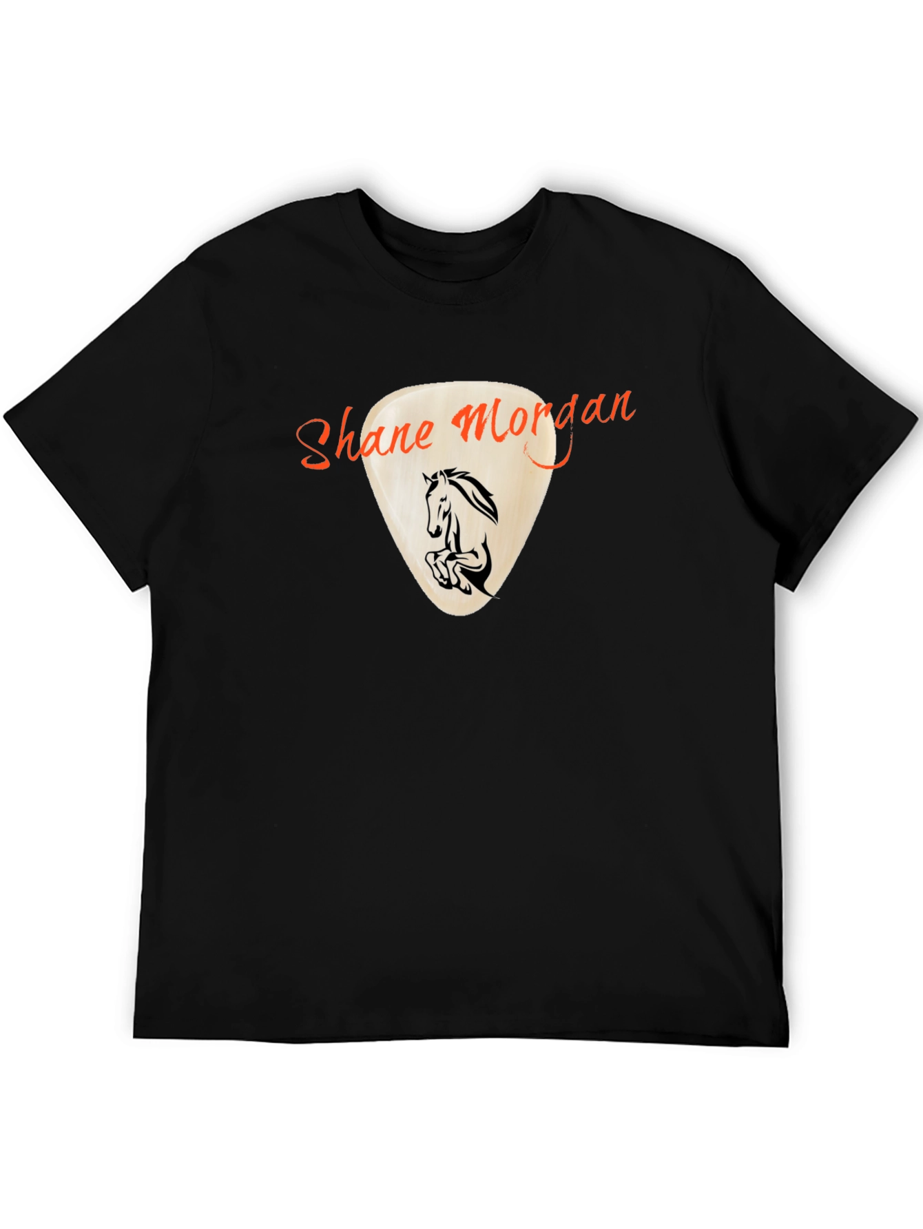Shane Morgan Horse Guitar Pick Black T-Shirt