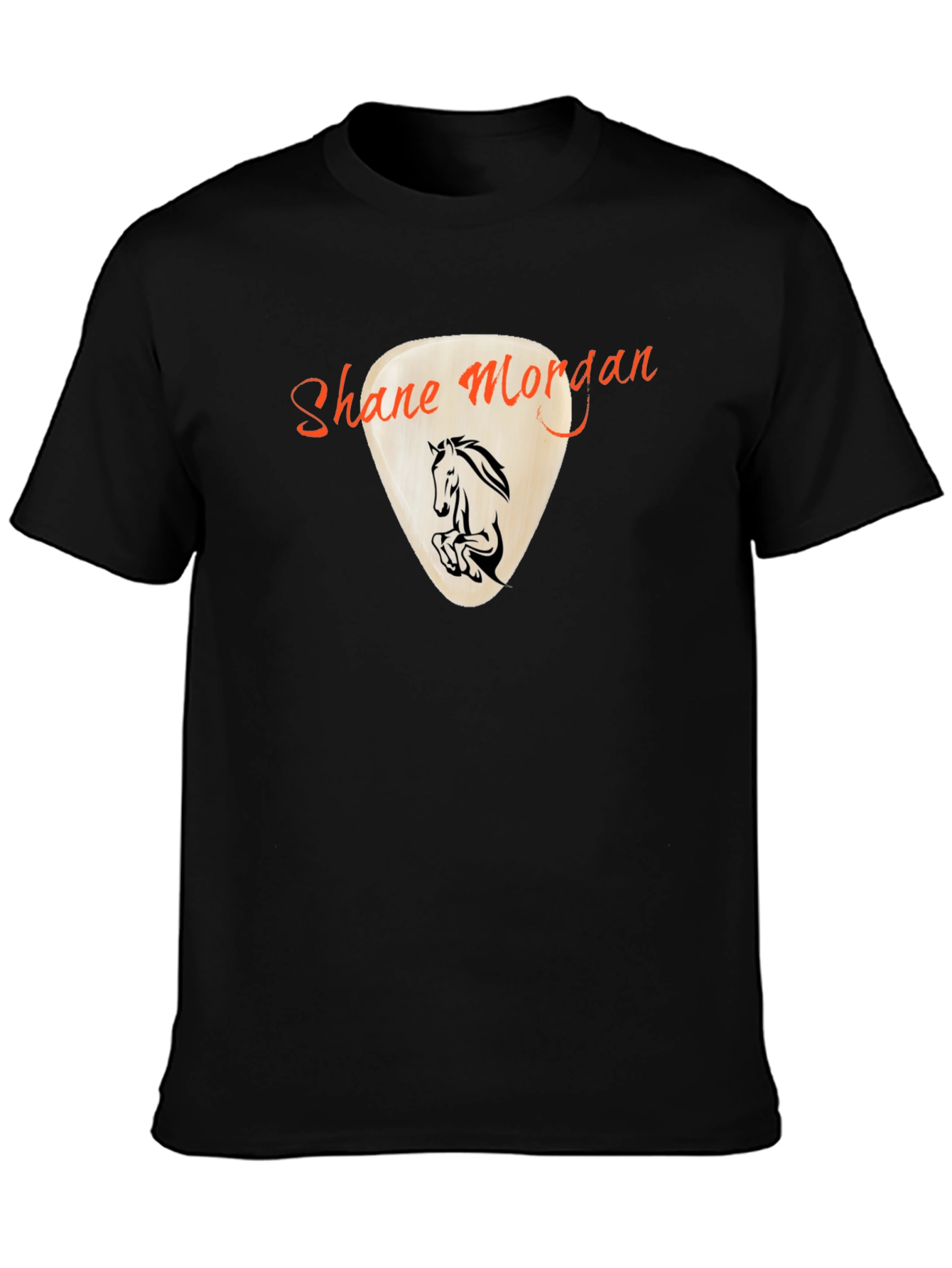 Shane Morgan Horse Guitar Pick Black T-Shirt
