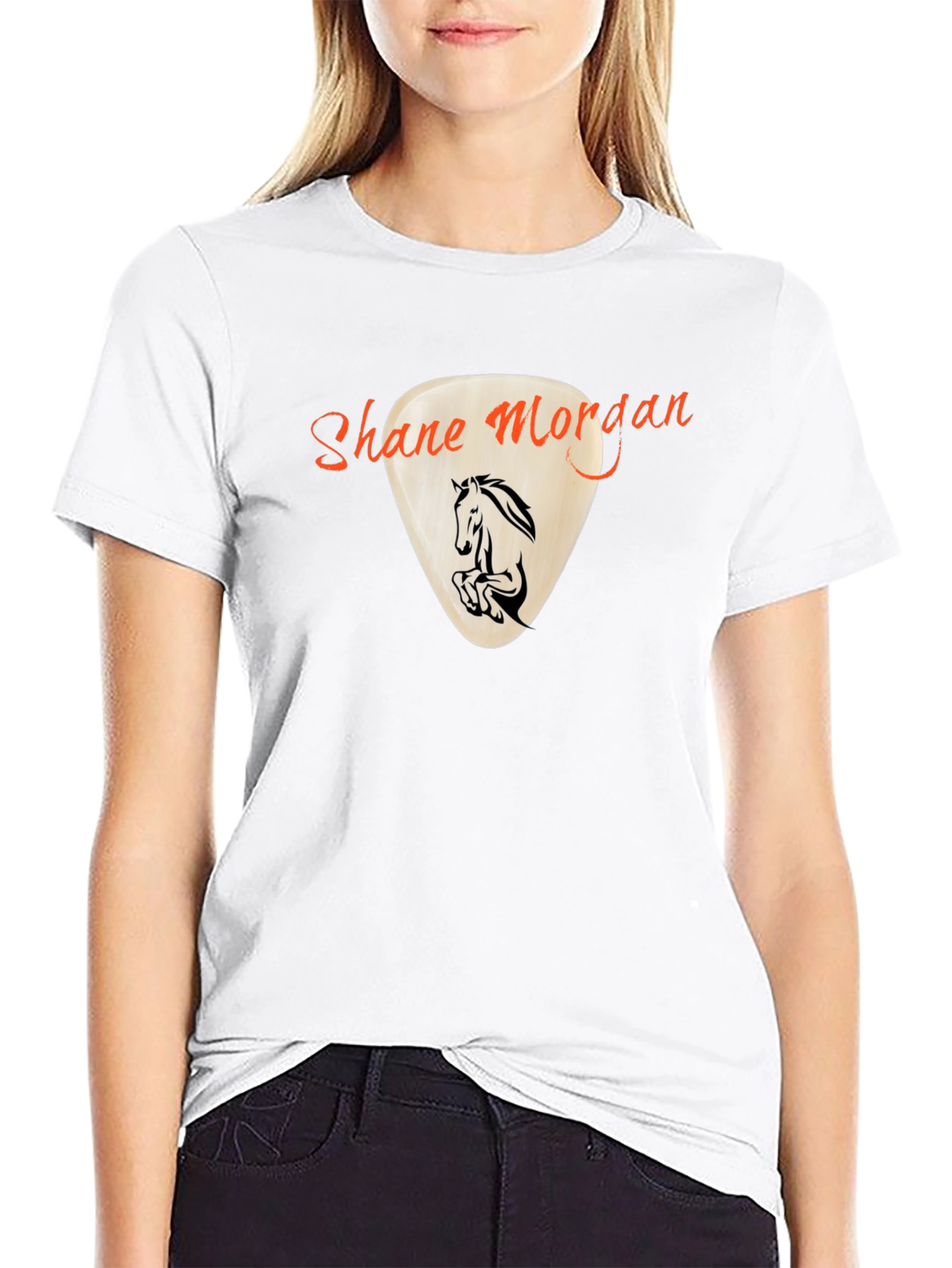 Shane Morgan Horse Guitar Pick Black T-Shirt