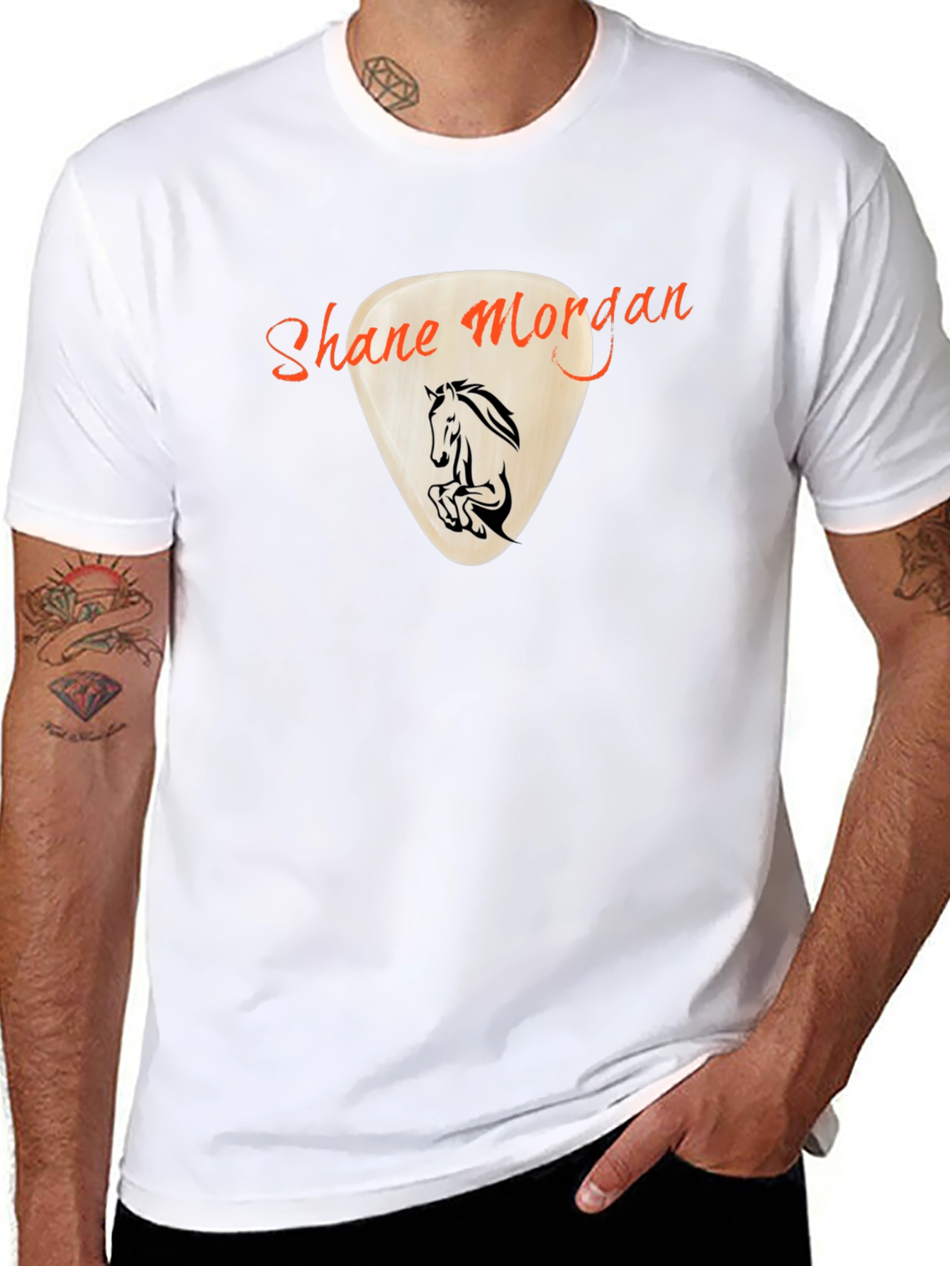 Shane Morgan Horse Guitar Pick Black T-Shirt