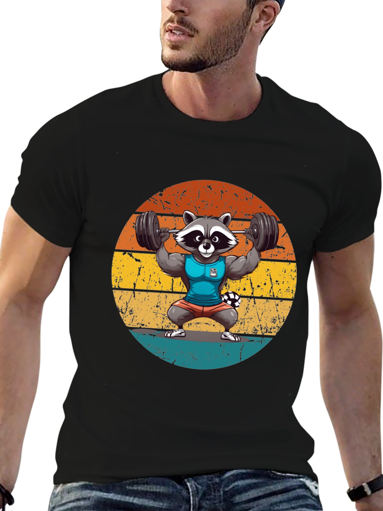 Raccoon Gym T-Shirt - Funny Weightlifting Design