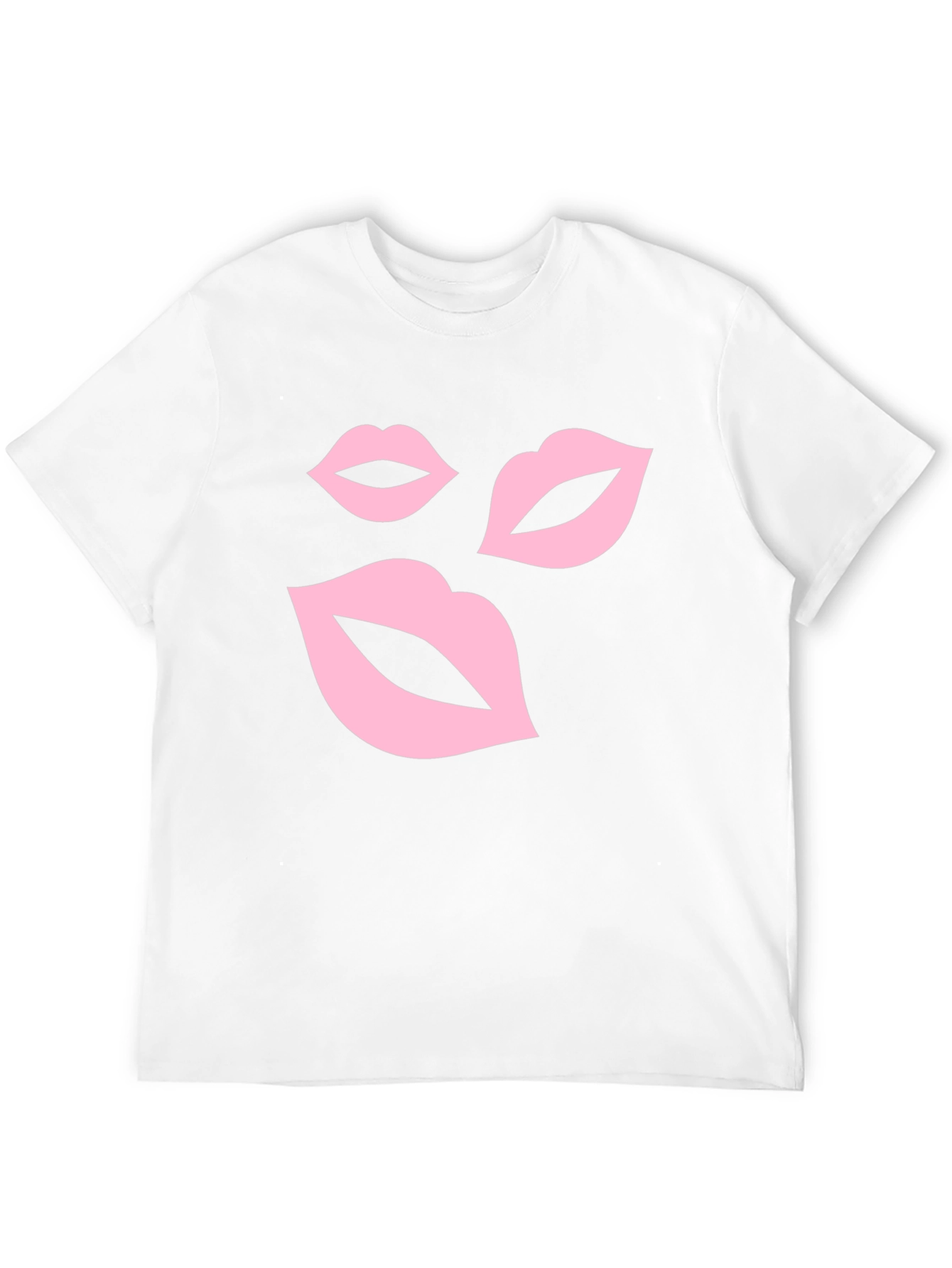 Pink Lips Graphic Black T-Shirt